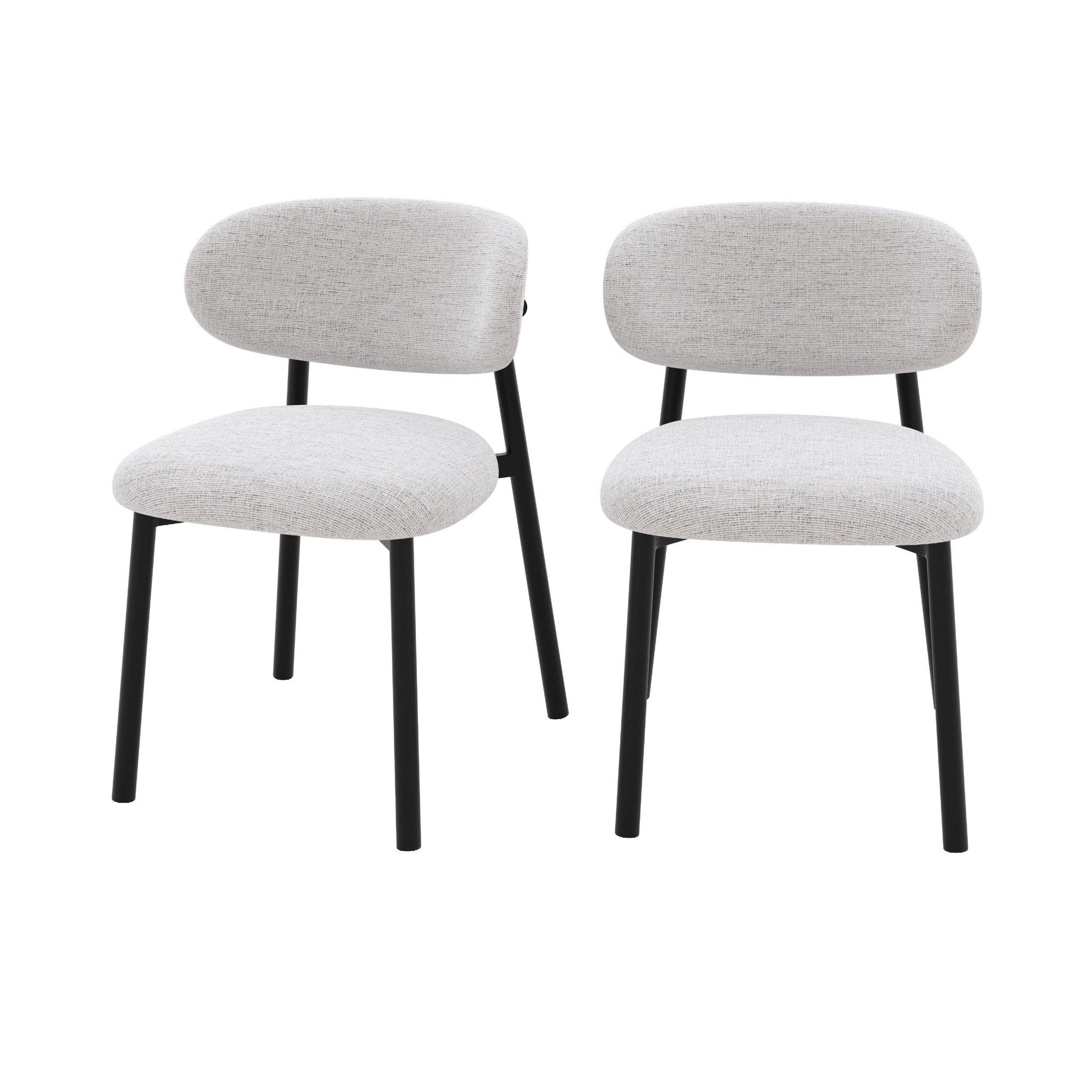 MAISON PAVANE Lot de 2 chaises en tissu gris clair chiné et pieds en métal noir-nao