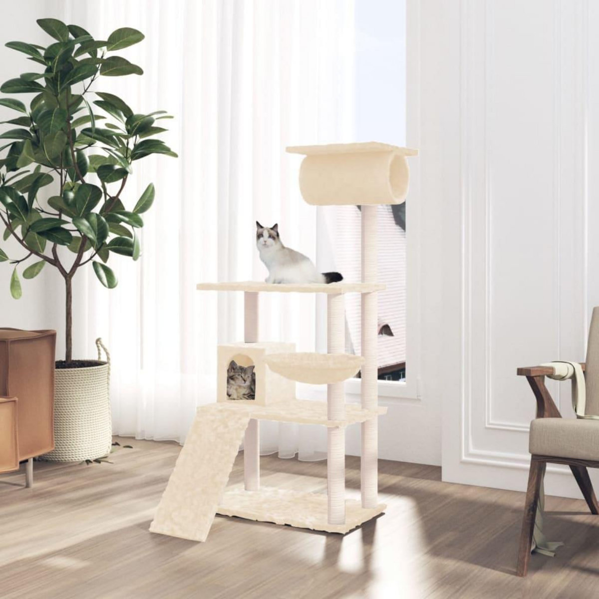 VIDAXL Arbre a chat avec griffoirs en sisal Creme 131 cm
