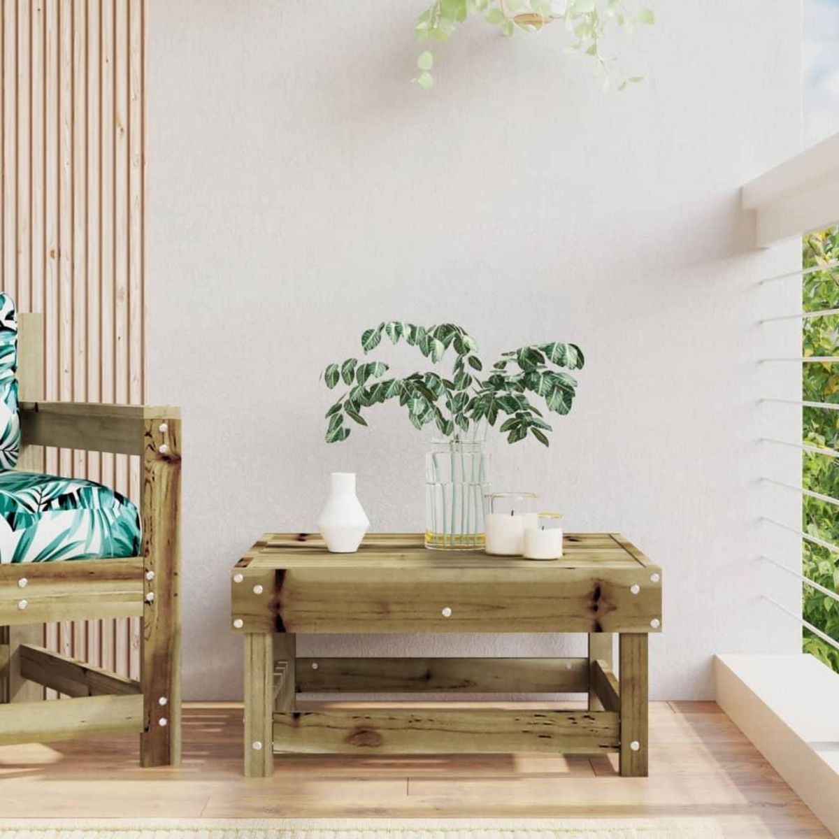 VIDAXL Repose-pied de jardin bois de pin impregne