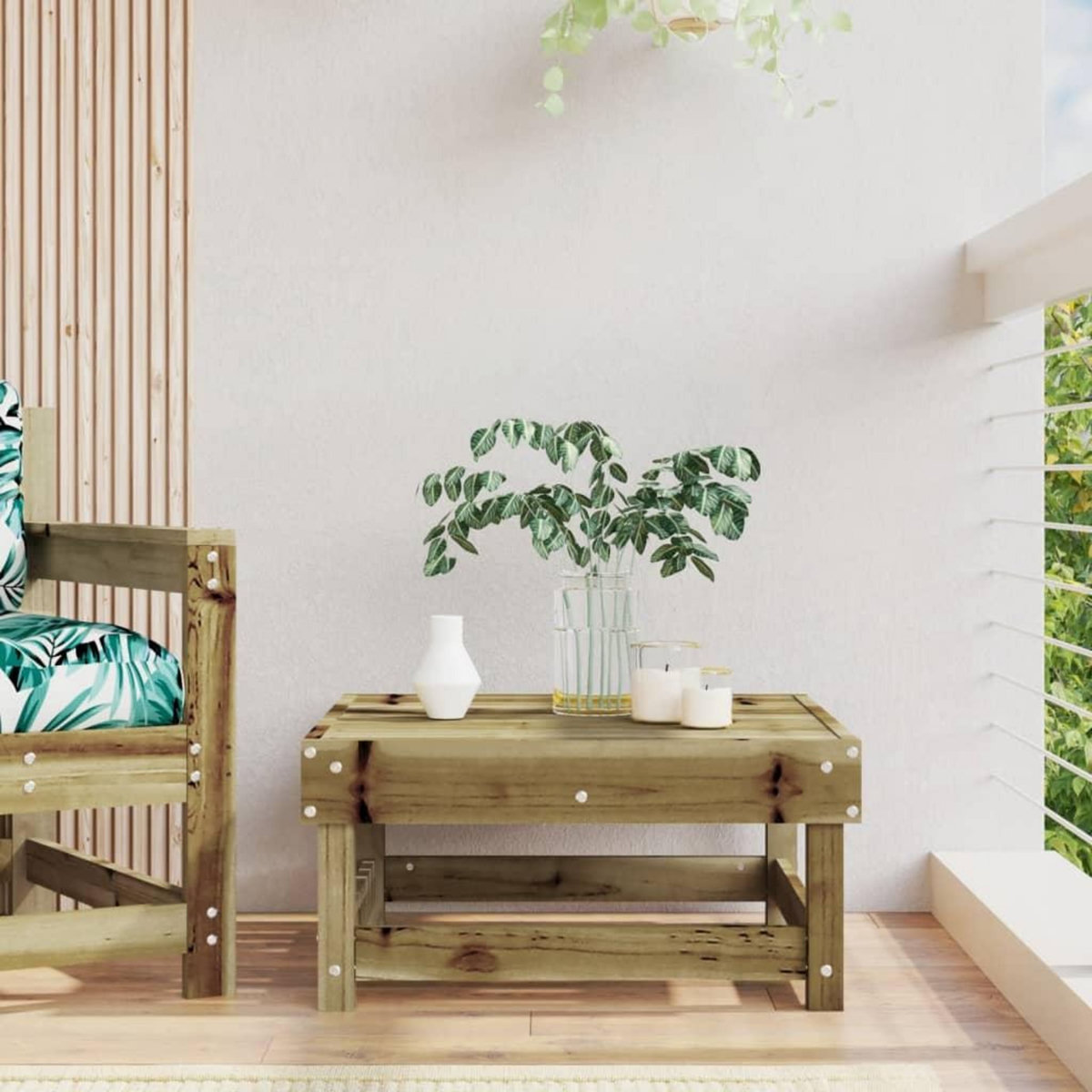 VIDAXL Repose-pied de jardin bois de pin impregne