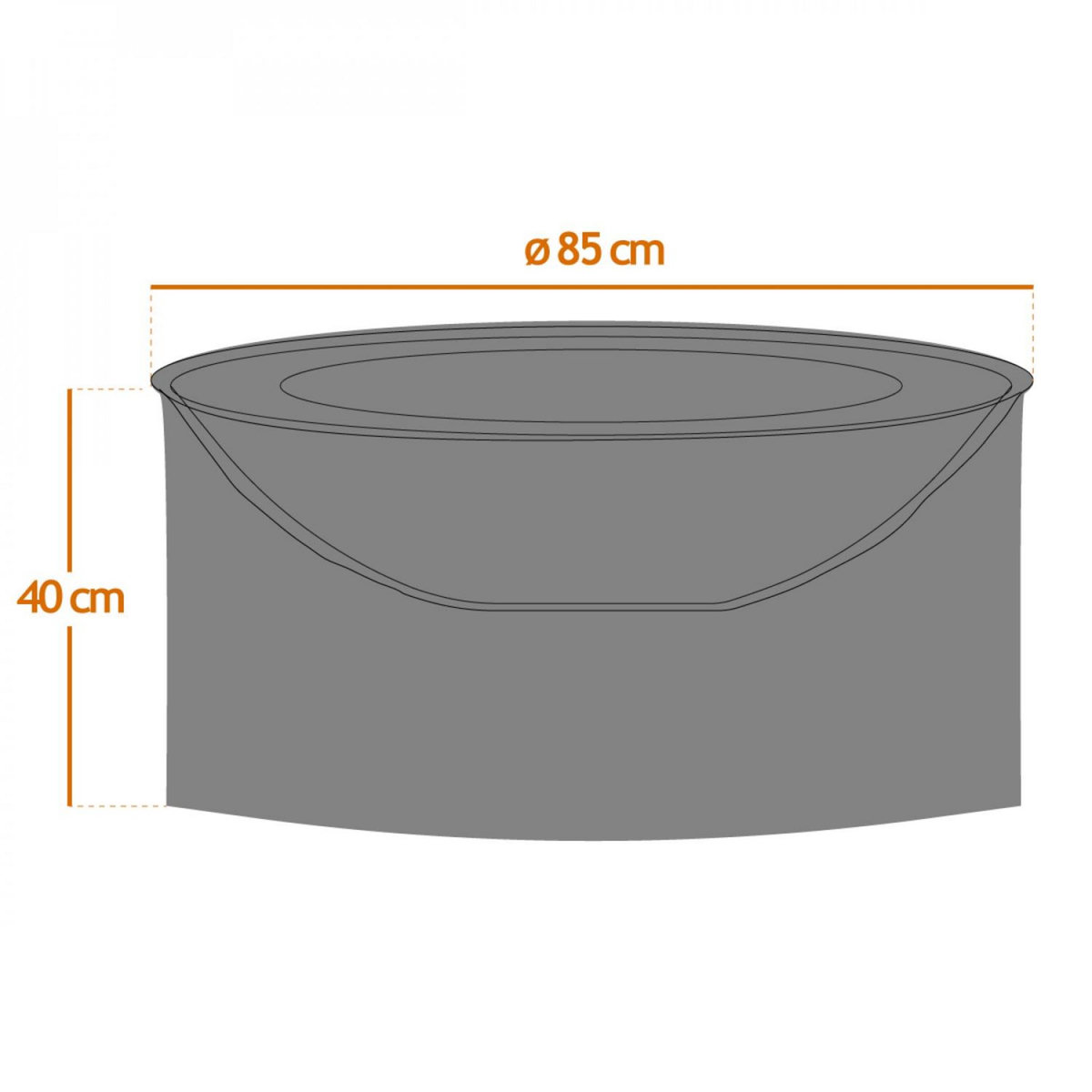 LINXOR Bâche, housse de protection pour brasero - Imperméable - Diam 85 cm x H 40 cm - Noir