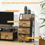 Voir la diapositive 4 : HOMCOM Meuble de rangement colonne design industriel - 3 tiroirs, niche, étagère - châssis acier noir MDF aspect bois avec veinage