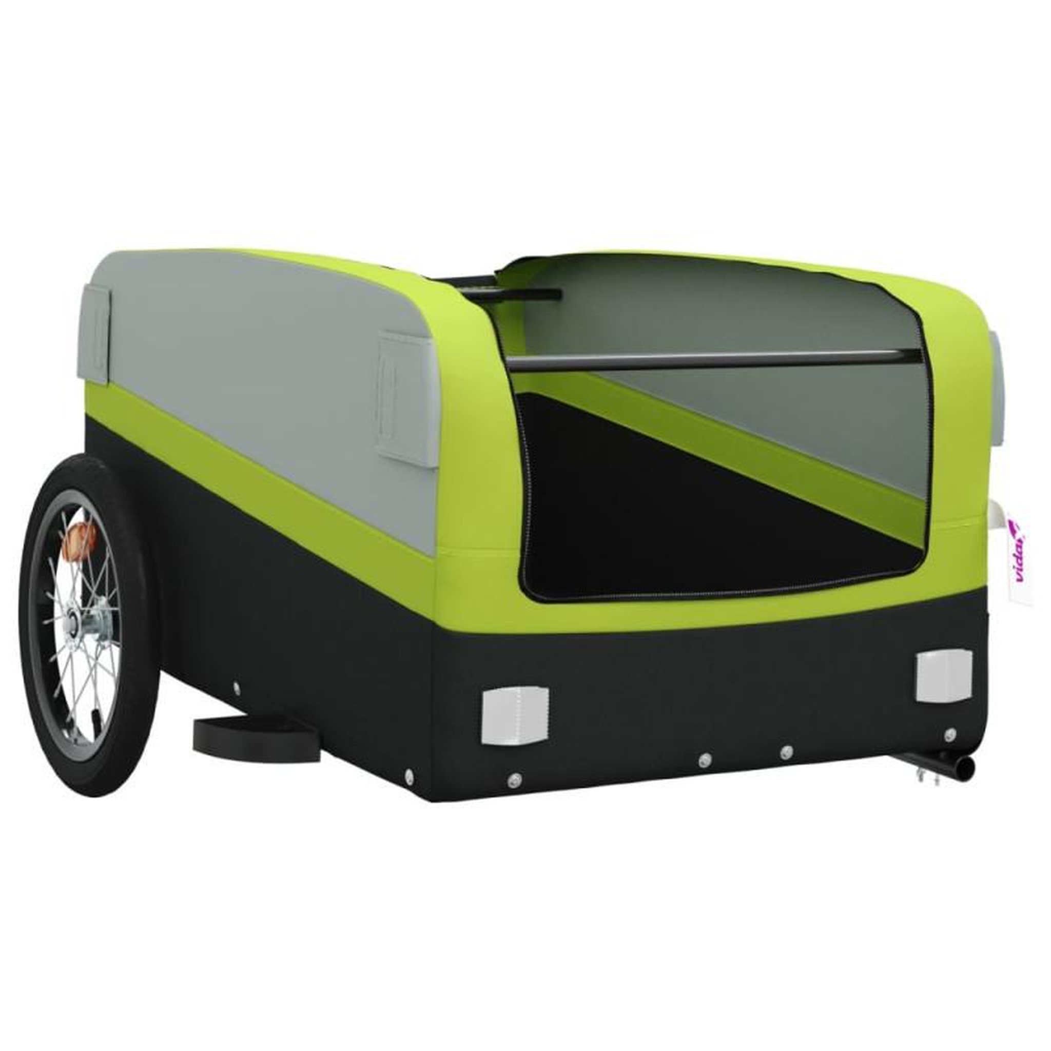 Voir la diapositive 5 : VIDAXL Remorque de vélo noir et vert 45 kg fer