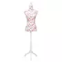 VIDAXL Buste de couture de femme en coton blanc motifs a rosiers