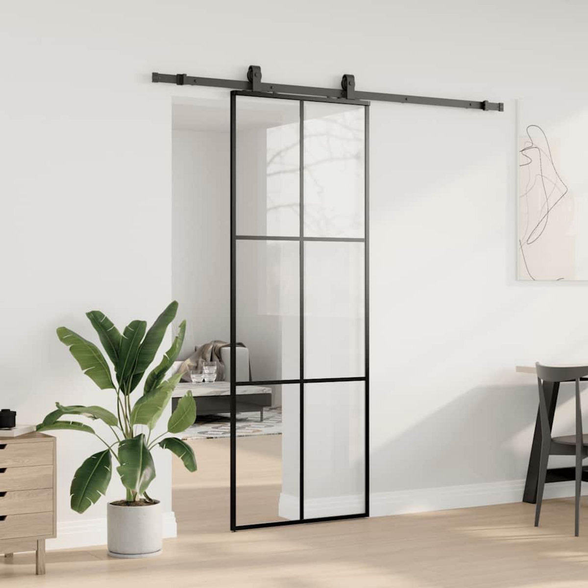 VIDAXL Porte coulissante kit de quincaillerie noir 76x205 cm verre ESG