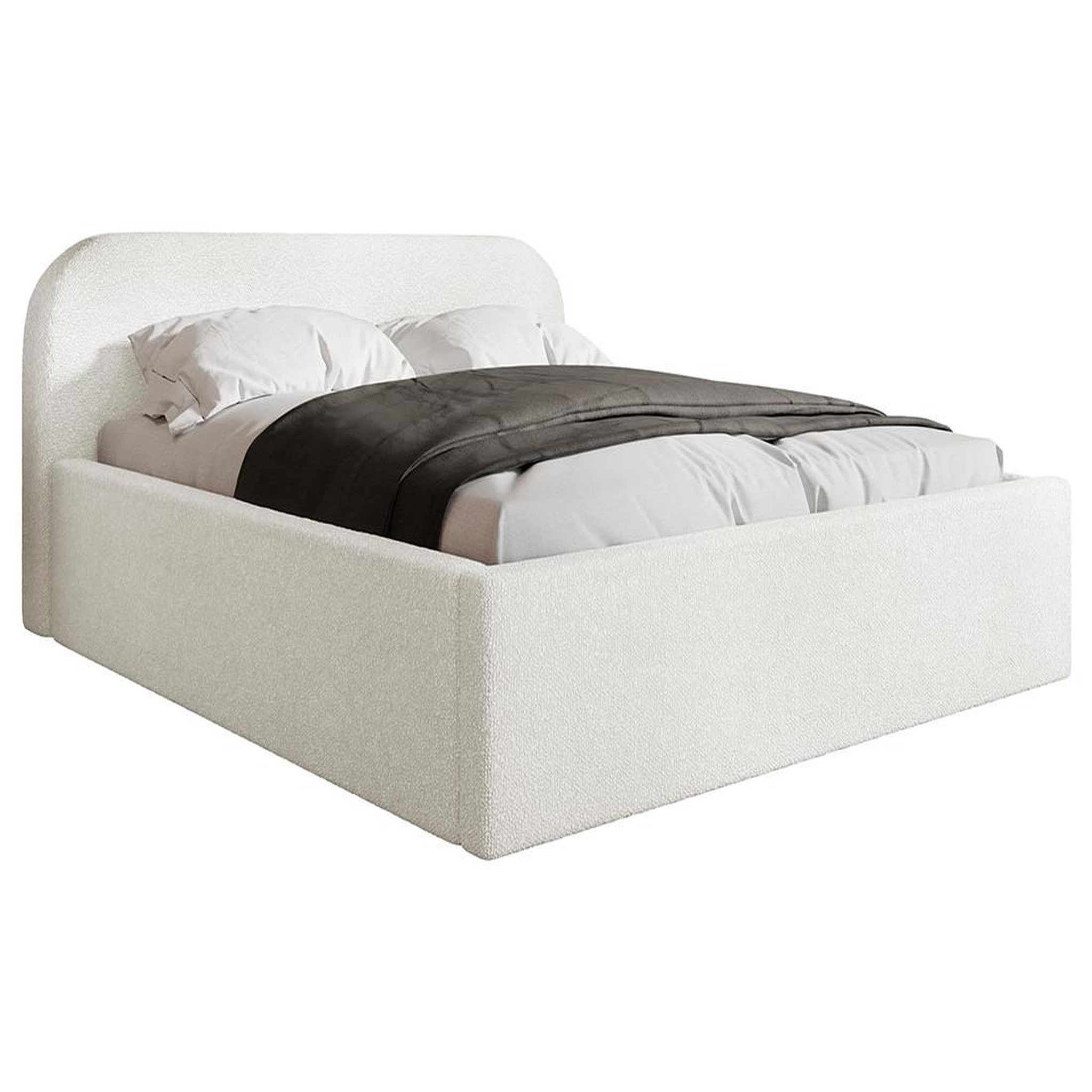 Voir la diapositive 2 : BEST MOBILIER Orane - lit coffre - 160x200 cm - en tissu bouclette