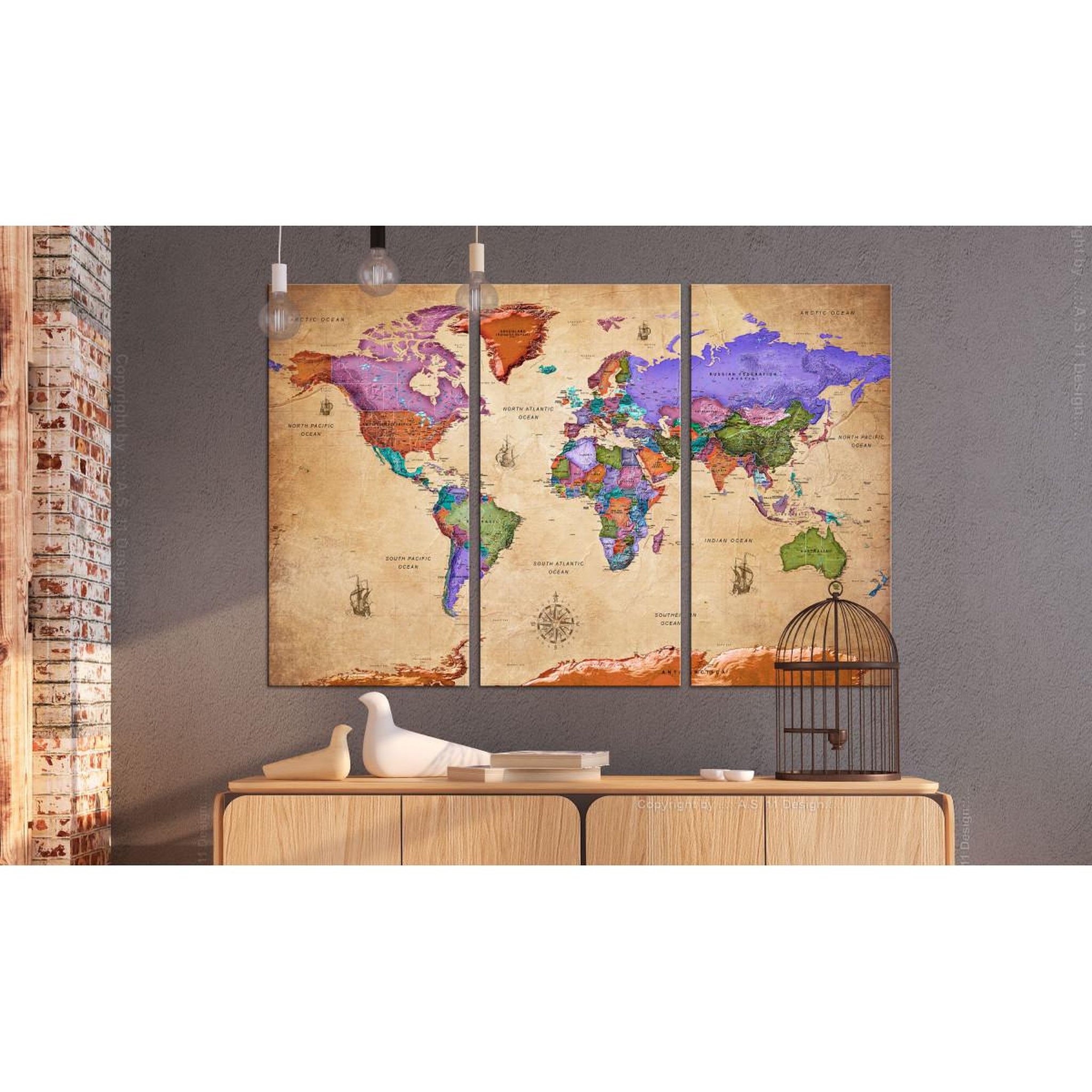 Voir la diapositive 2 : Paris Prix Tableau Imprimé 3 Panneaux  Colourful Travels