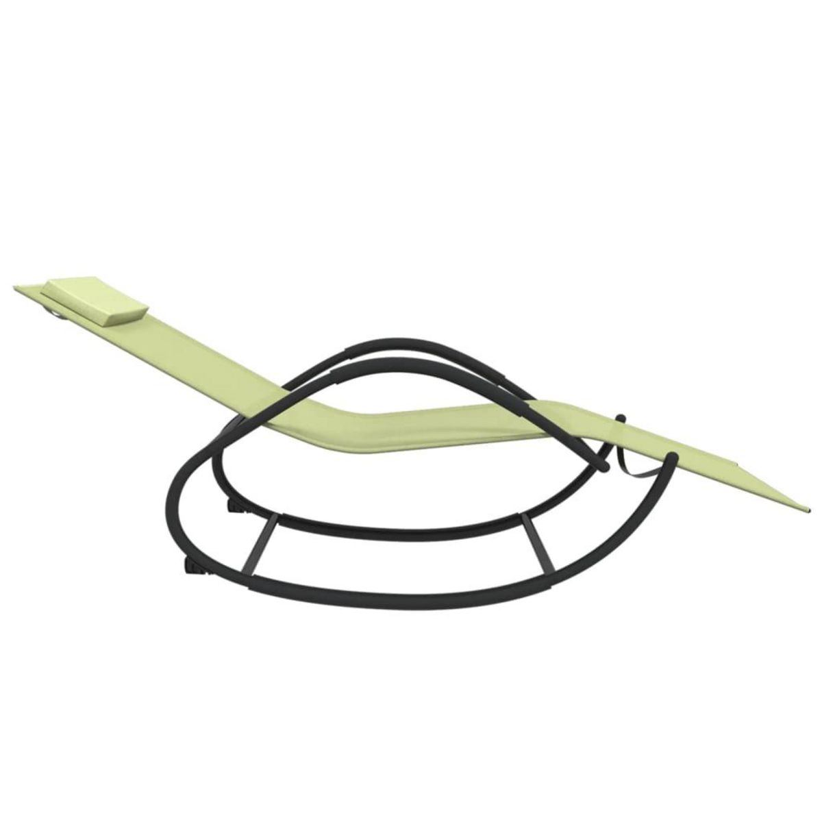 VIDAXL Chaises longues a bascule lot de 2 creme acier et textilene