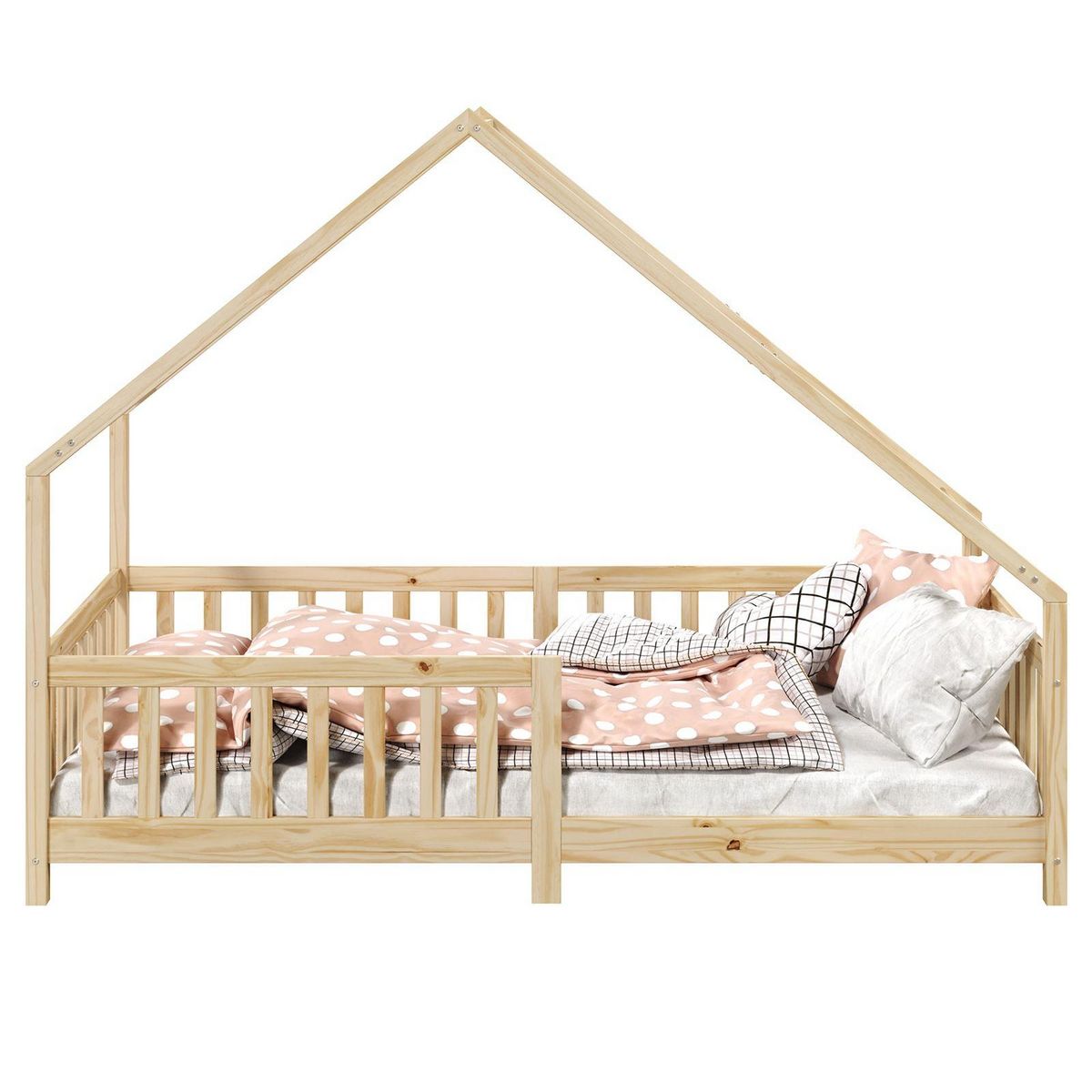 IDIMEX Lit cabane  asymétrique CORA 90 x 190 cm en pin massif