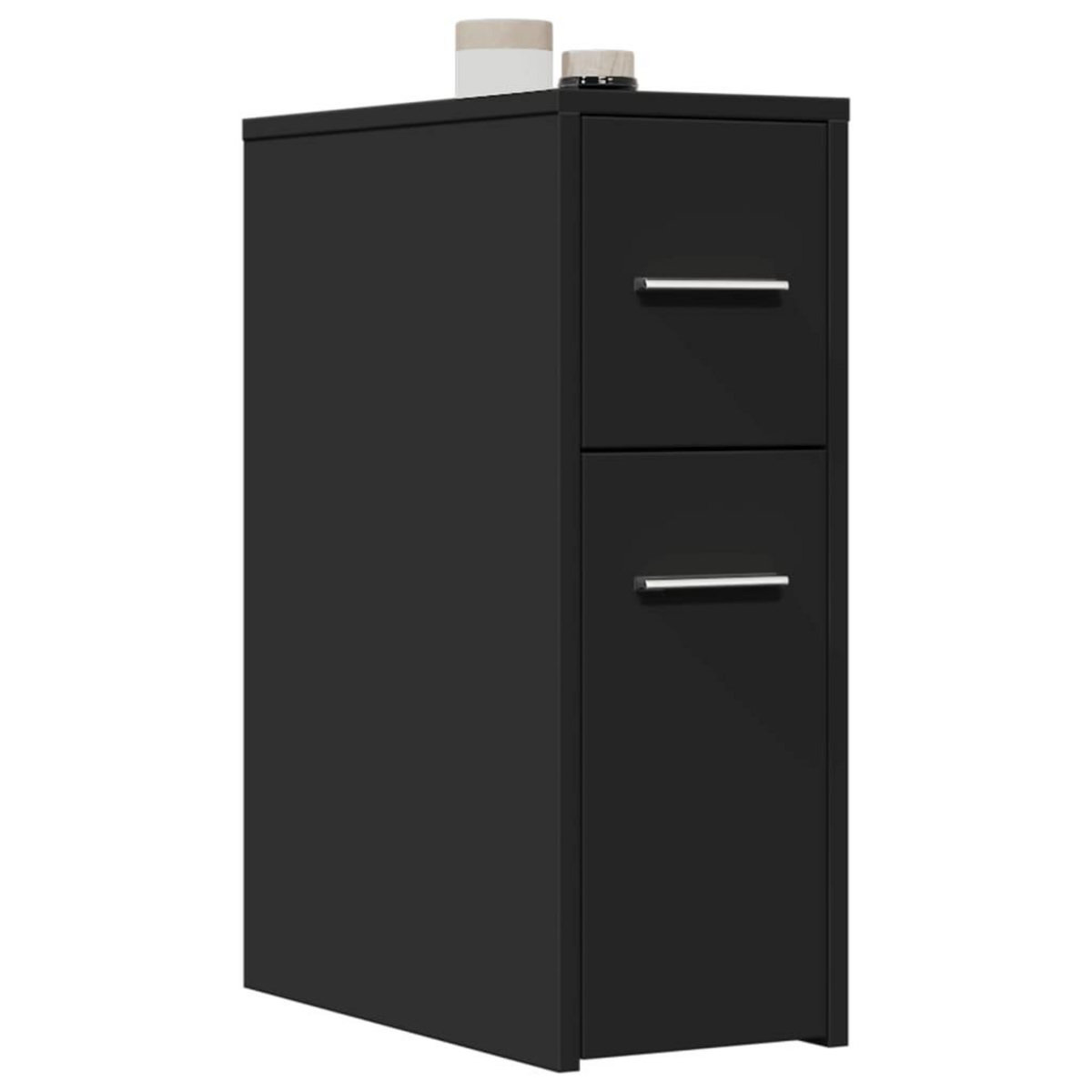 VIDAXL Armoire de salle de bain etroite avec roulettes noir