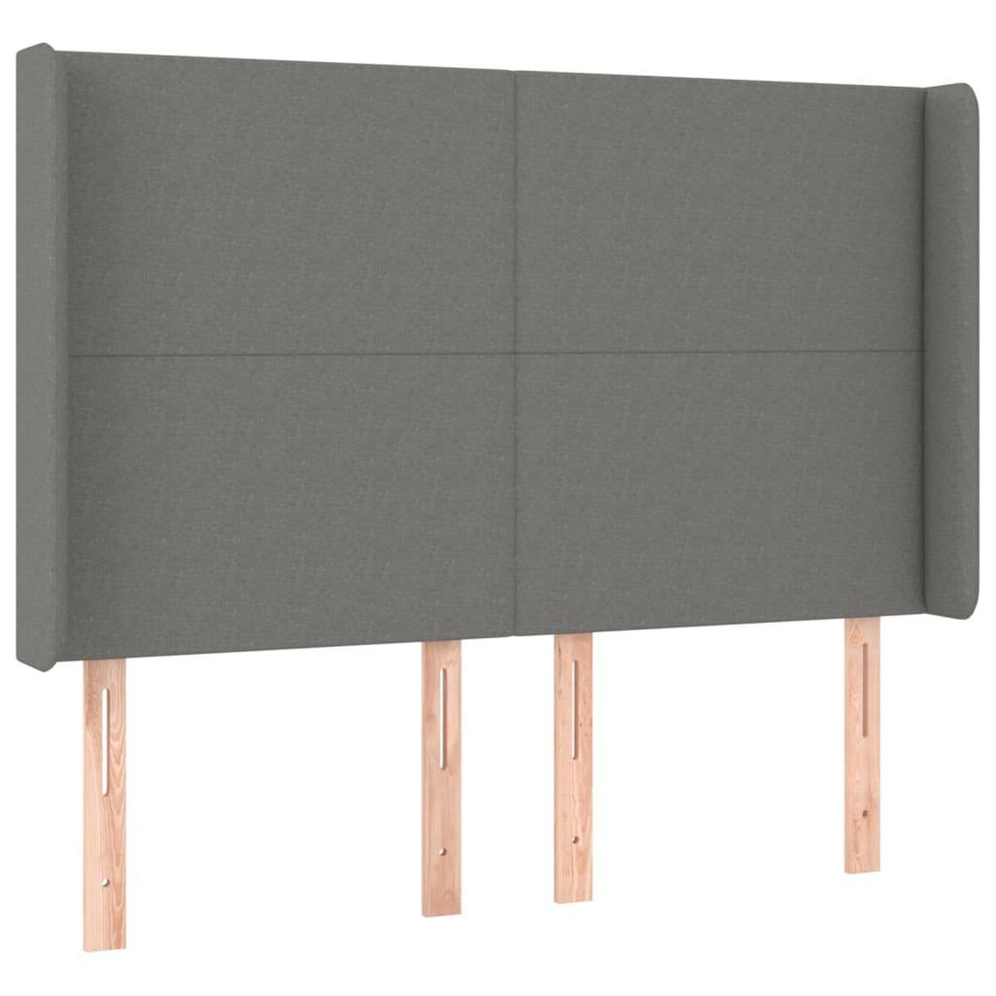 Voir la diapositive 2 : VIDAXL Tete de lit avec oreilles Gris fonce 147x16x118/128 cm Tissu
