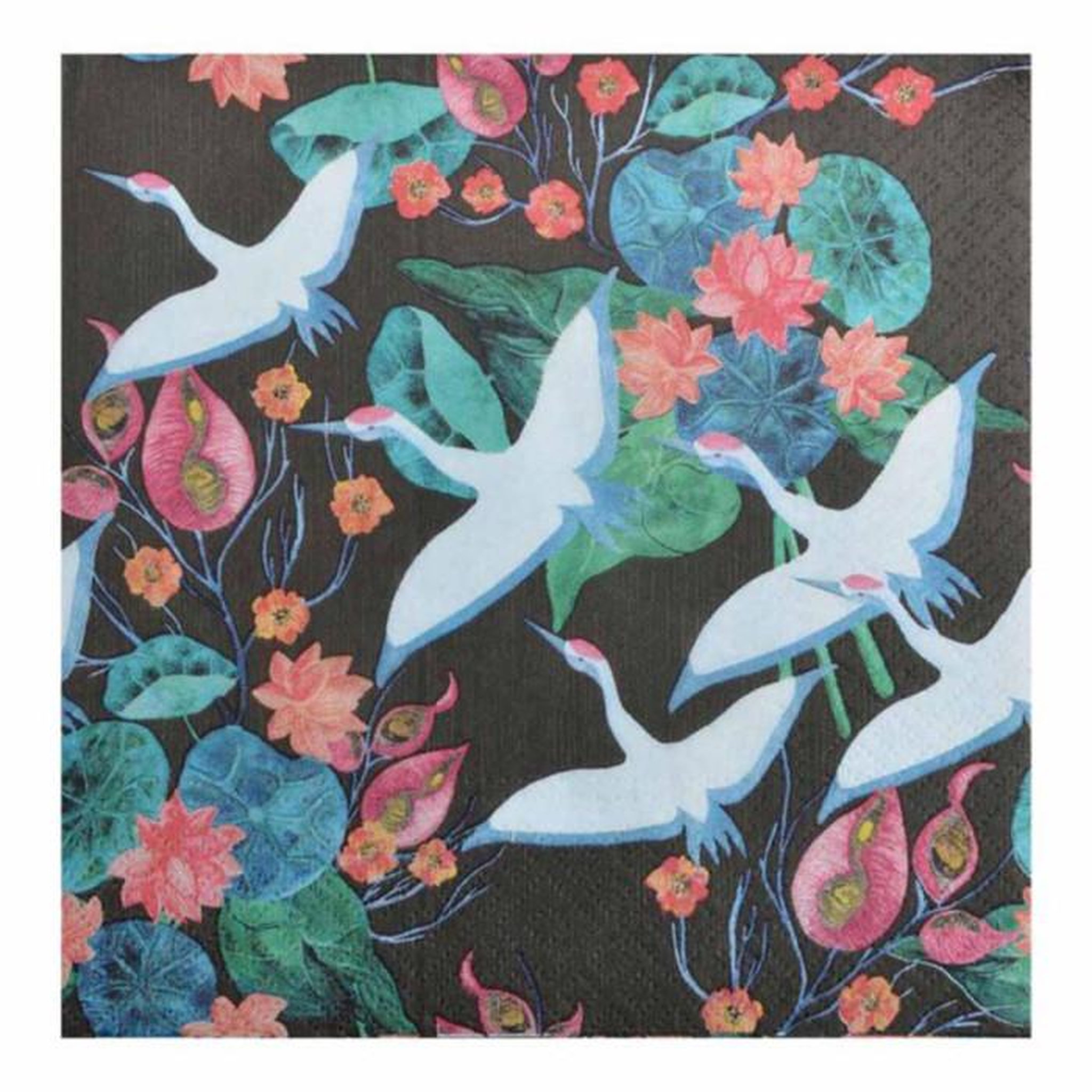 Paris Prix Lot de 20 Serviettes en Papier  Envol de Grues  33x33cm Noir