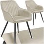 Voir la diapositive 1 : tectake Chaise de salle à manger en velours matelassée et capitonnée crème/noir Lot de 2