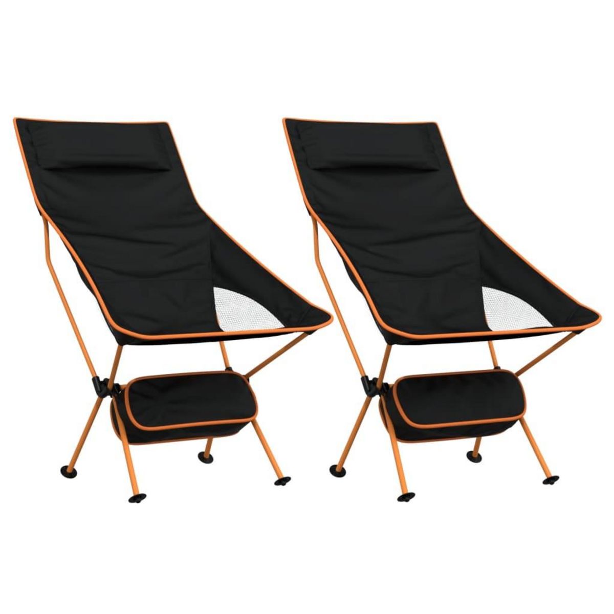 VIDAXL Chaise de camping pliables lot de 2 noir tissu oxford aluminium