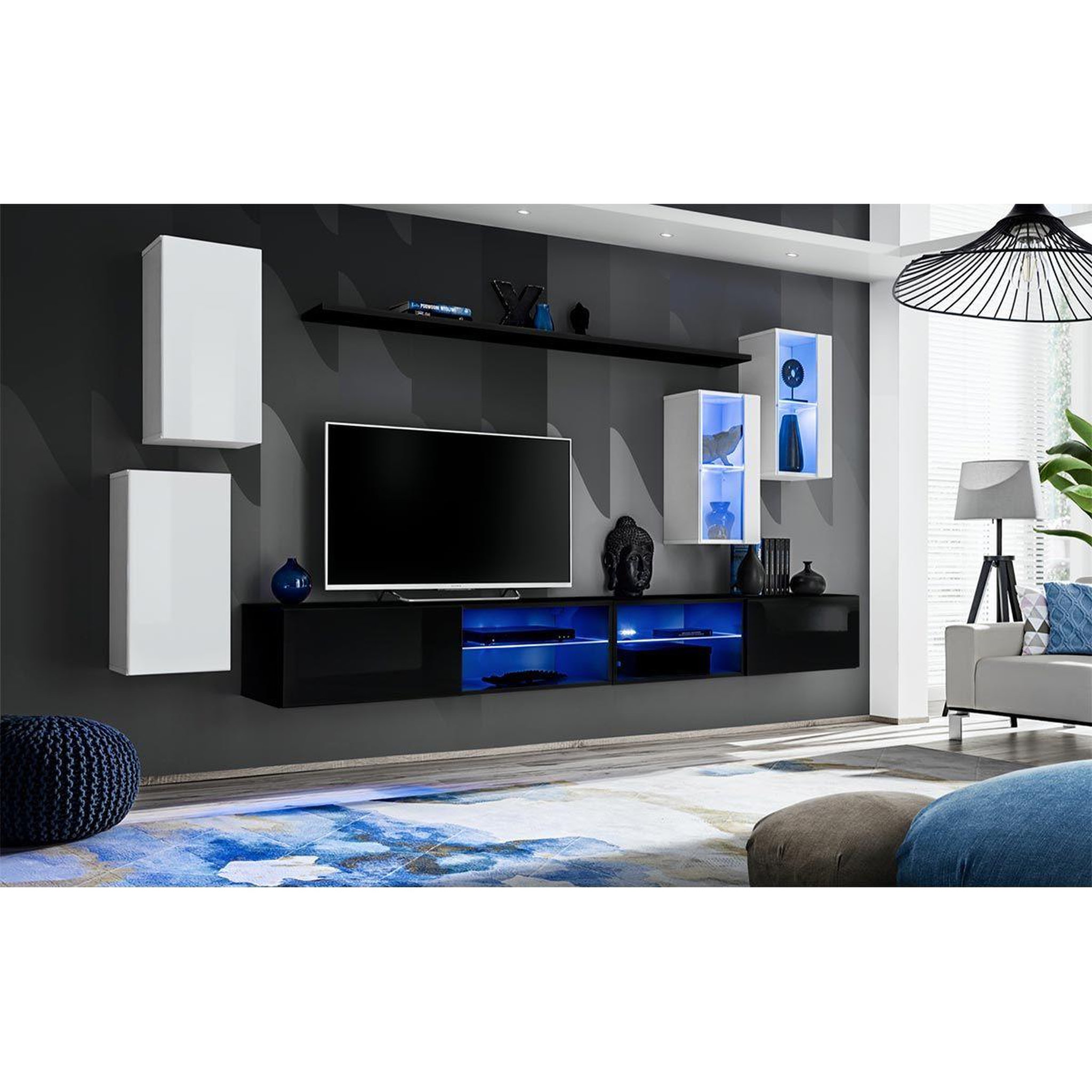 Voir la diapositive 2 : Paris Prix Ensemble meuble tv design  switch xxv  280cm blanc & noir