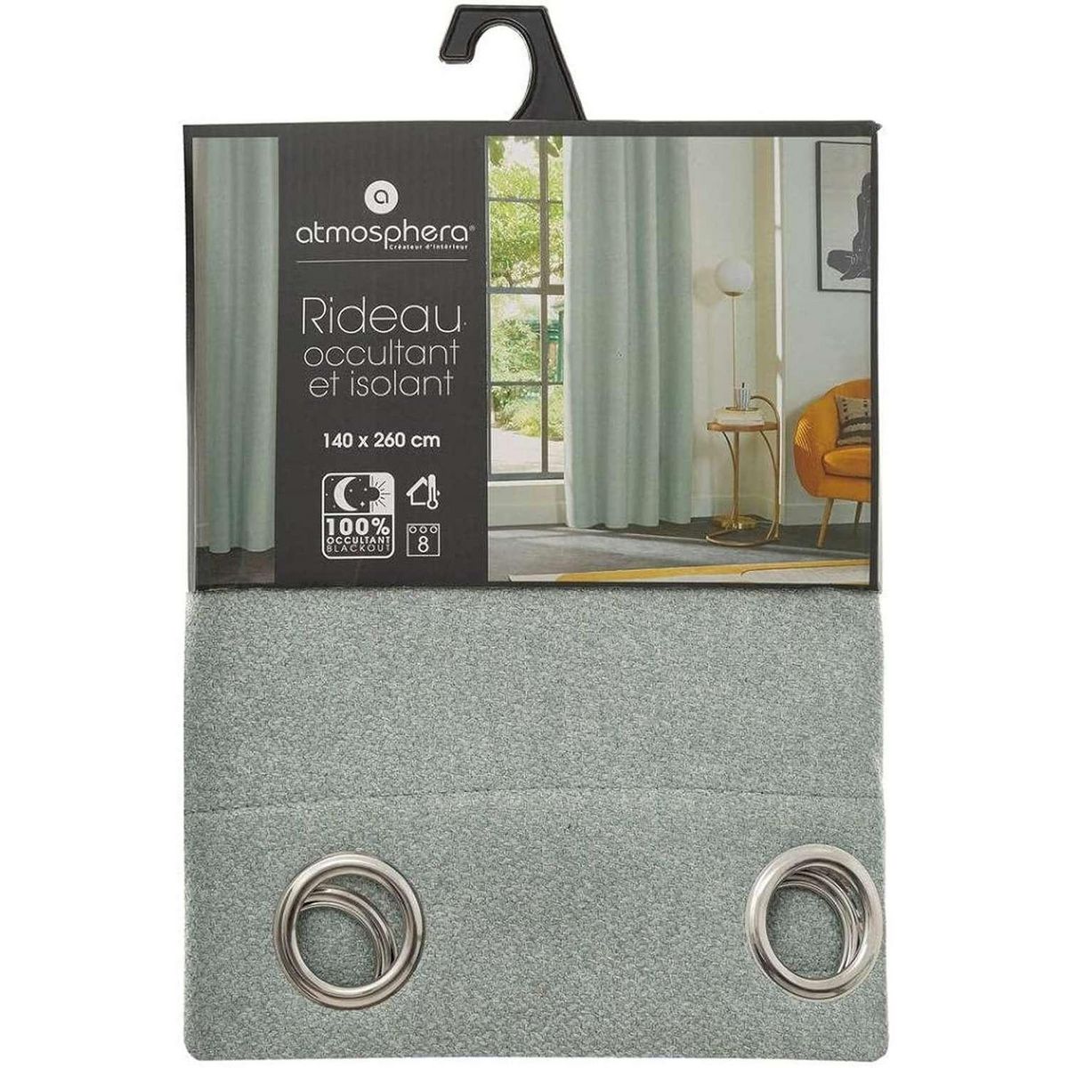 ATMOSPHERA Rideau occultant isolant - 140 x 260 cm - Gris clair