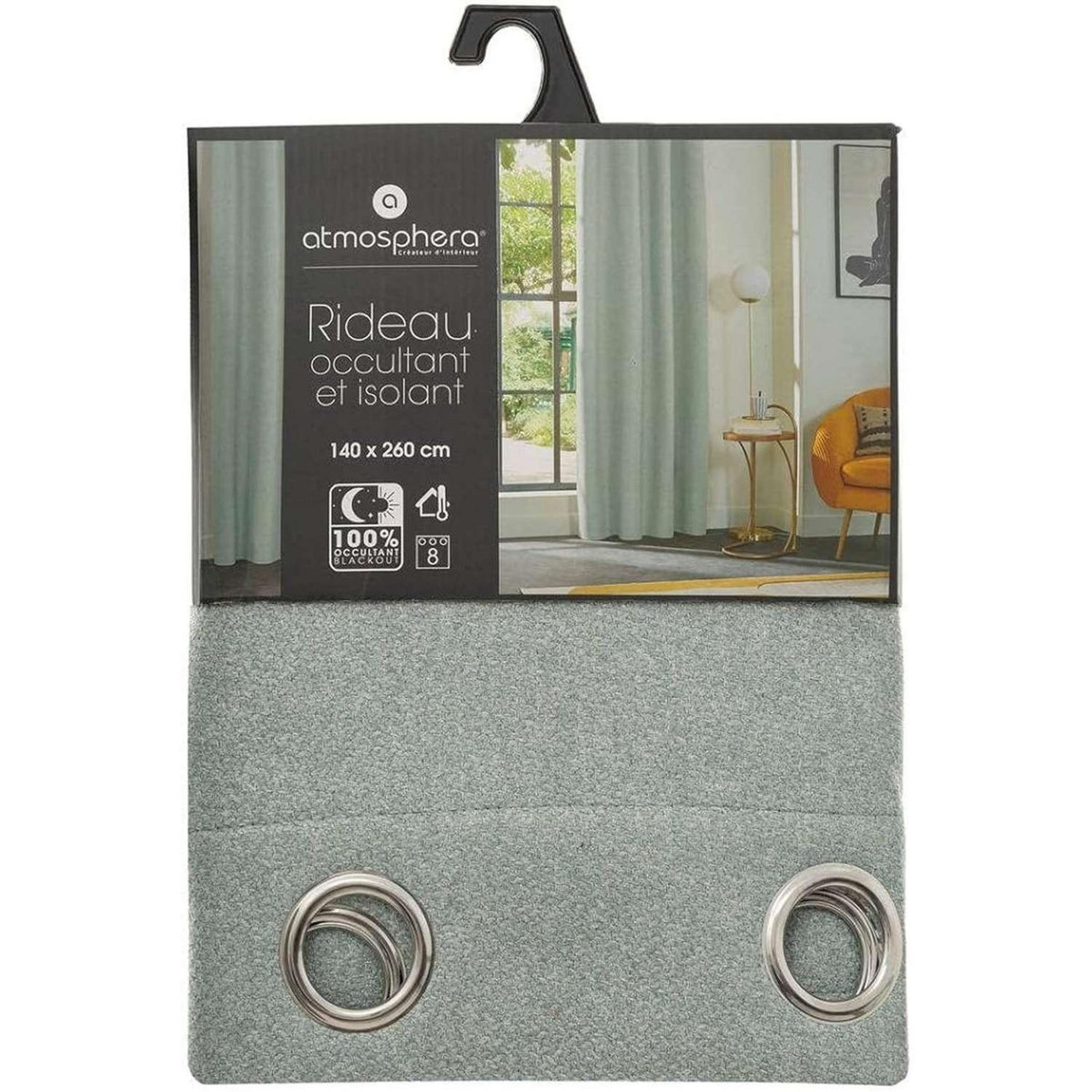 ATMOSPHERA Rideau occultant isolant - 140 x 260 cm - Gris clair
