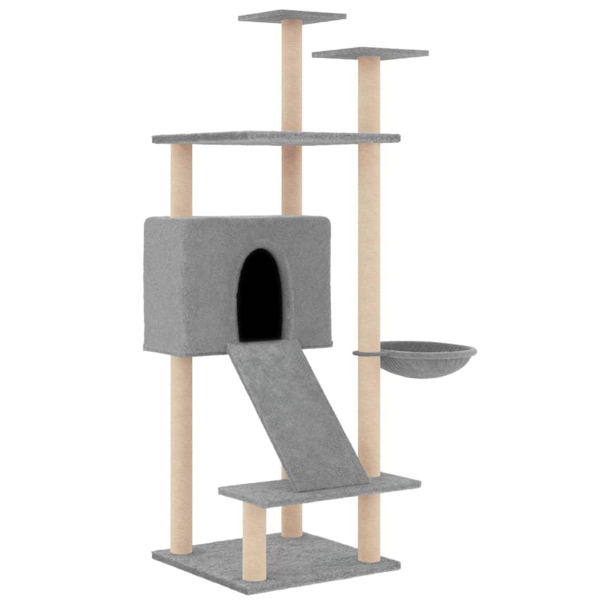 Voir la diapositive 2 : VIDAXL Arbre a chat avec griffoirs en sisal Gris clair 153 cm