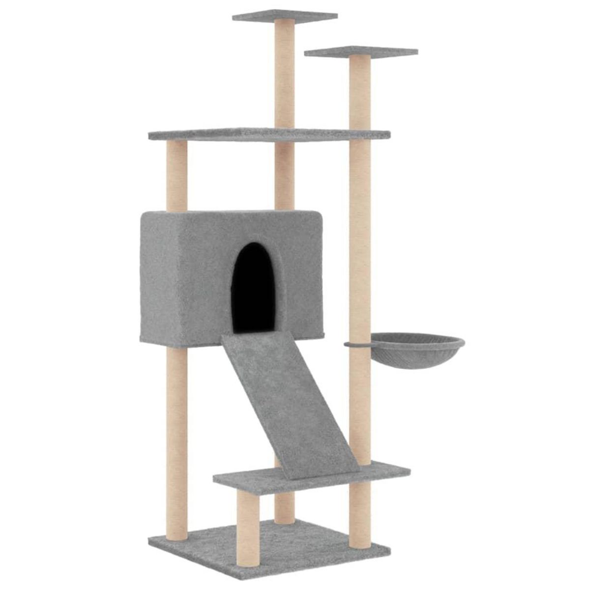 VIDAXL Arbre a chat avec griffoirs en sisal Gris clair 153 cm