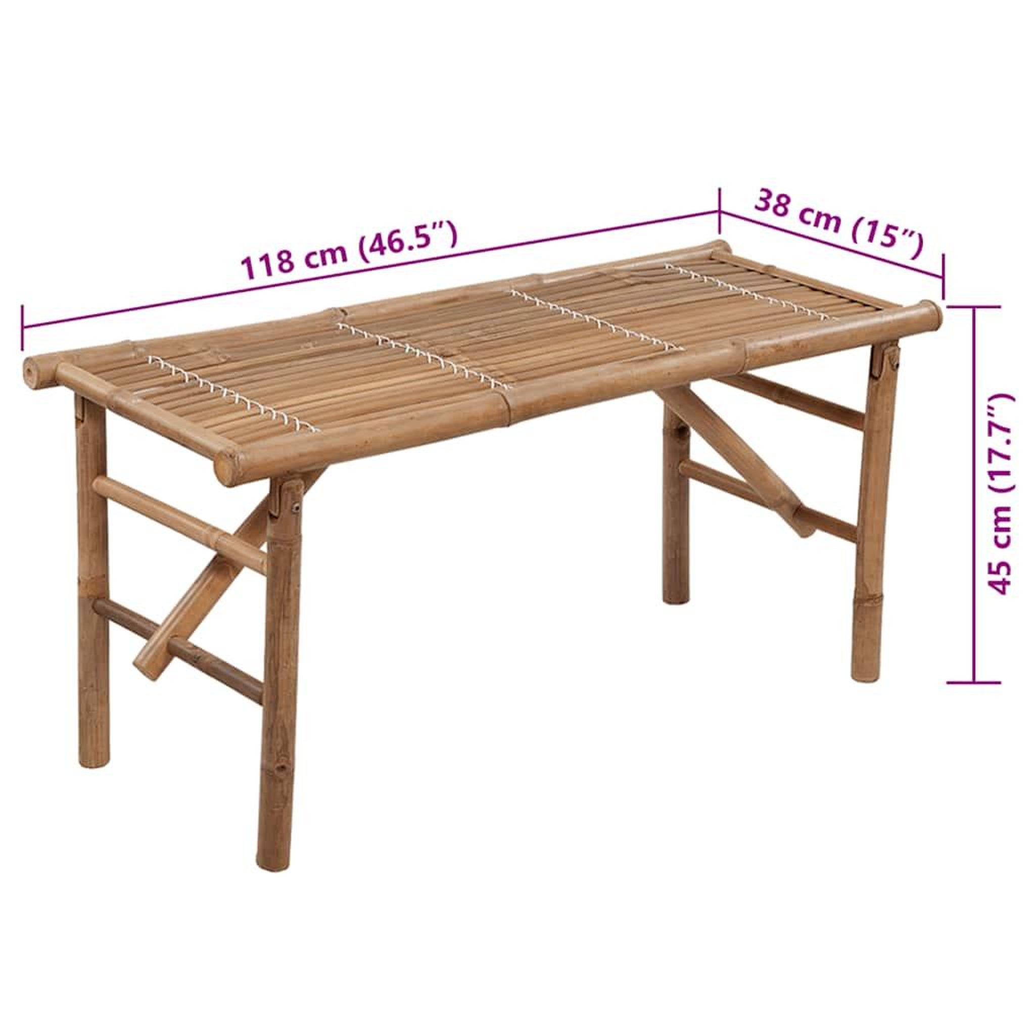 Voir la diapositive 6 : VIDAXL Banc de jardin pliable avec coussin 118 cm Bambou