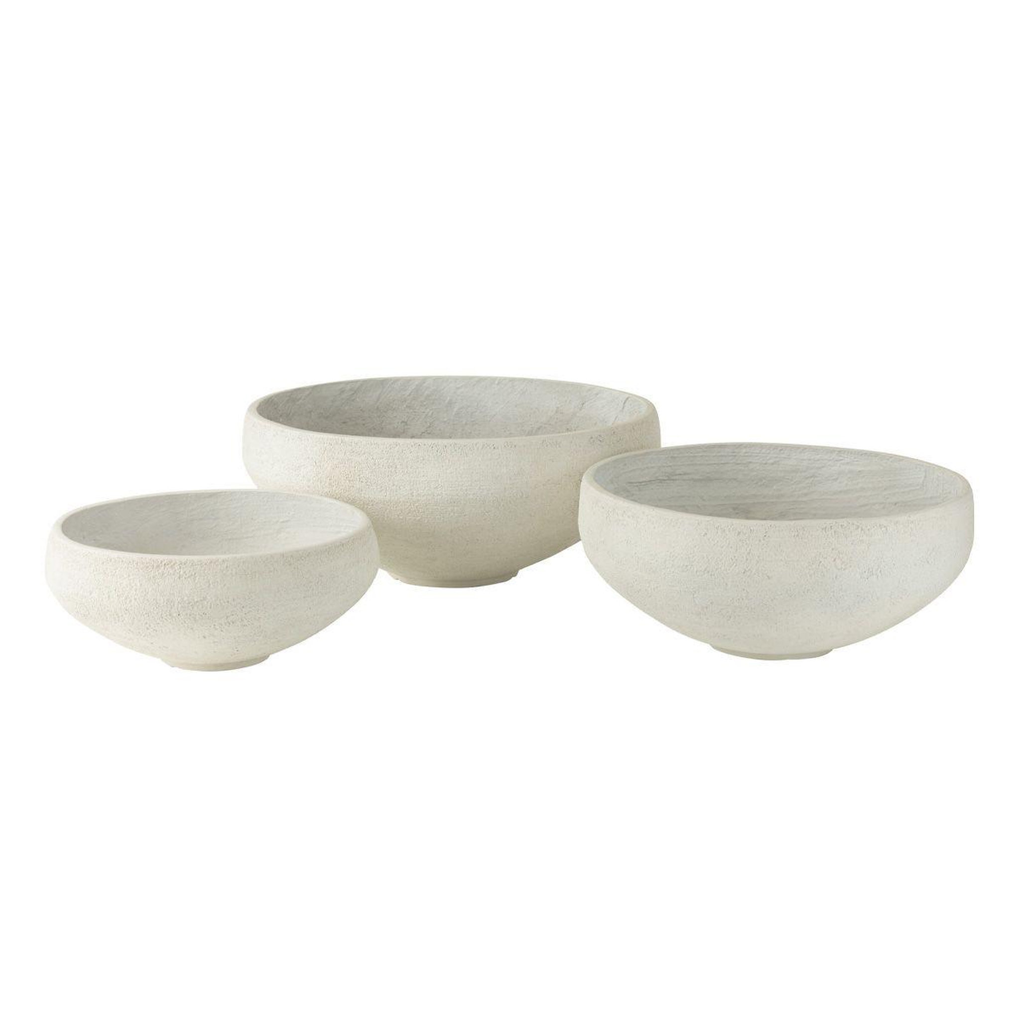 J-LINE Lot de 3 cache-pots en argile  abel  69cm blanc