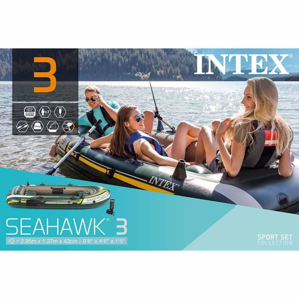 INTEX Intex Ensemble de canot pneumatique Seahawk 3 295x137x43 cm 68380NP