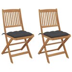 VIDAXL Chaises pliables de jardin lot de 2 avec coussins Bois d'acacia