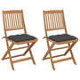 Voir la diapositive 1 : VIDAXL Chaises pliables de jardin lot de 2 avec coussins Bois d'acacia