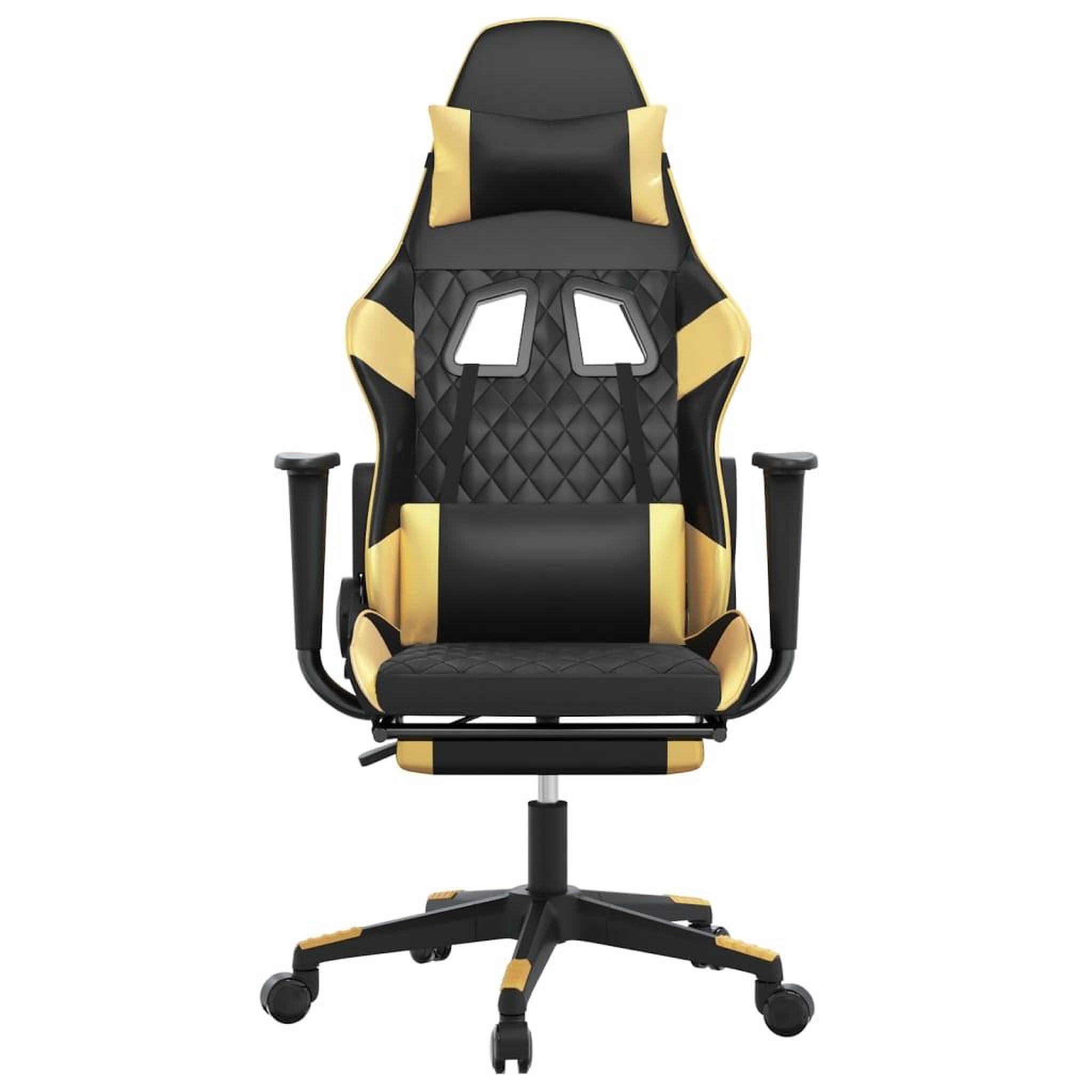Voir la diapositive 3 : VIDAXL Chaise de jeu de massage avec repose-pied Noir&Dore Similicuir