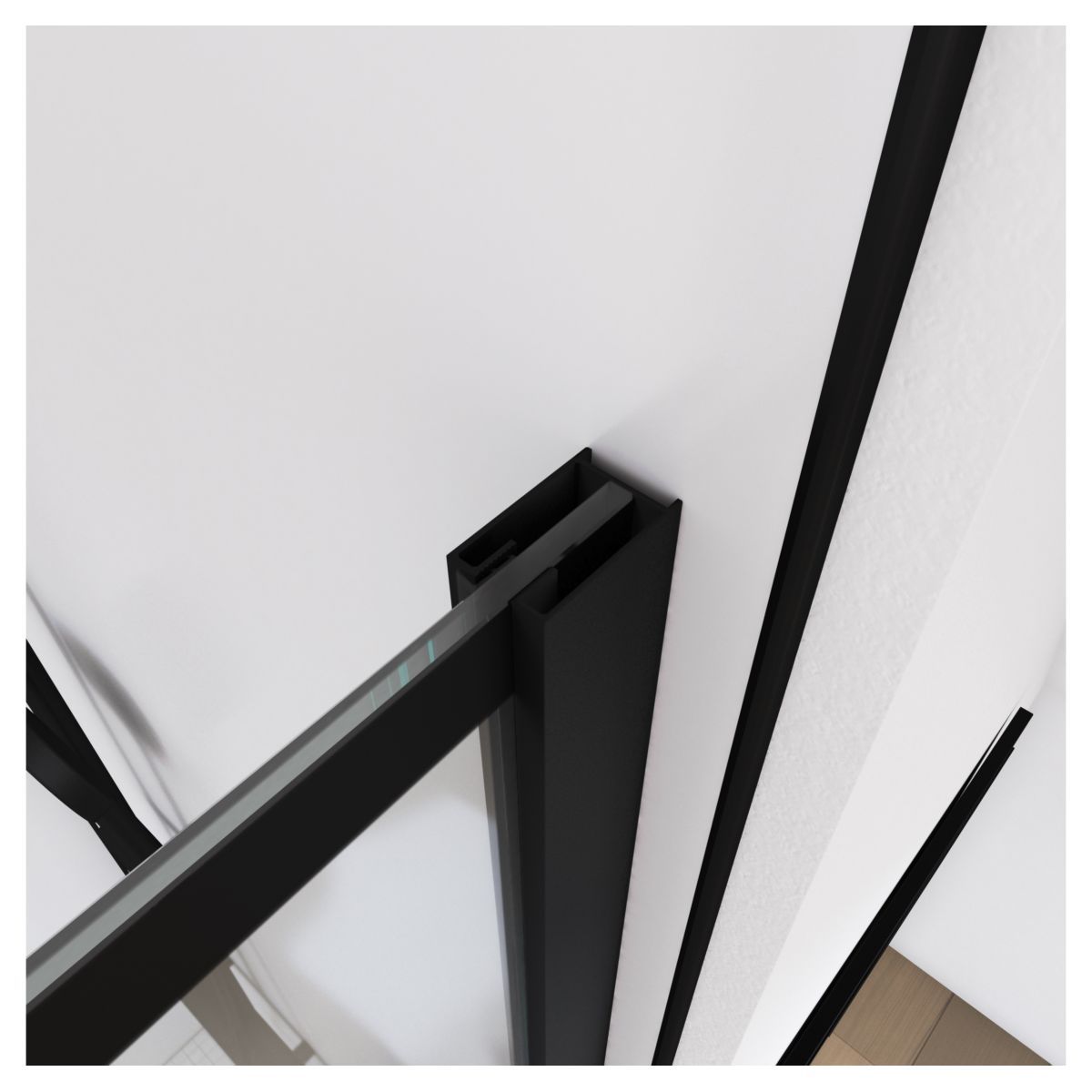 Aurlane Paroi de douche à l'italienne type industriel noir 100x195 cm - BRICKS 100