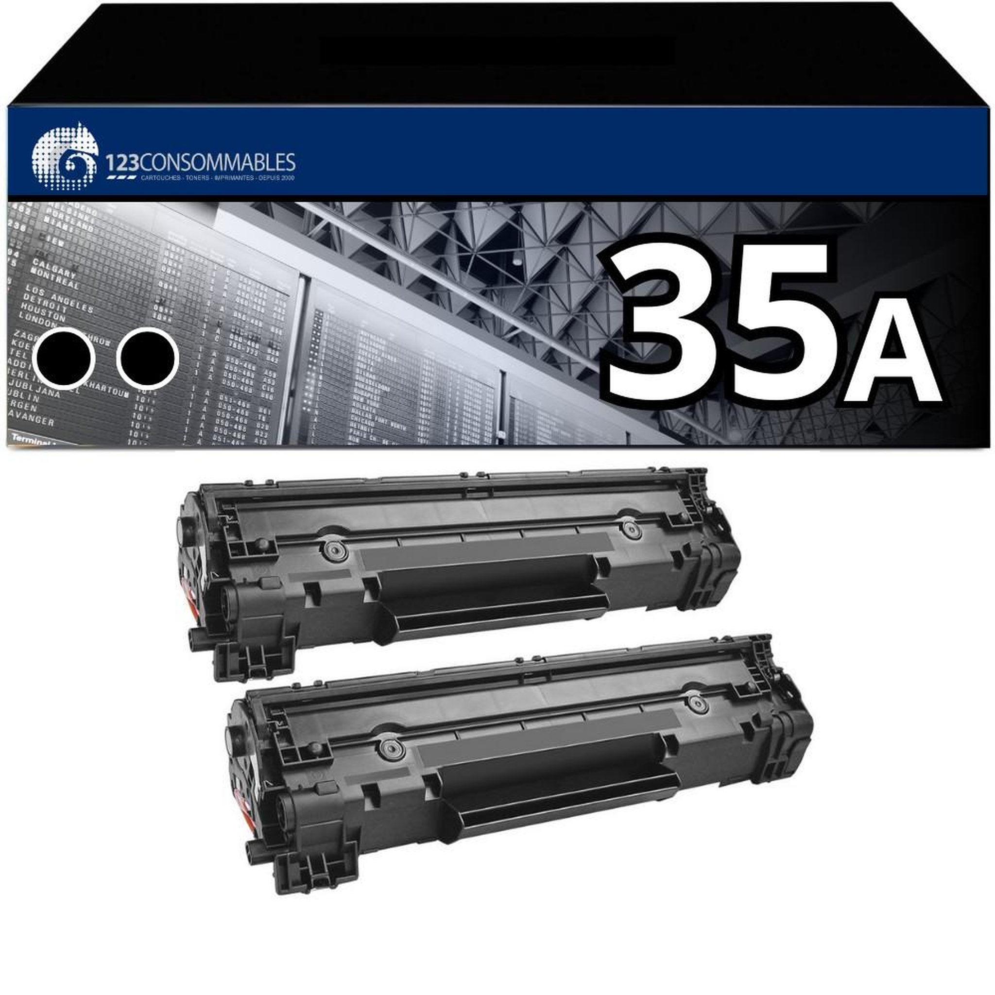 123CONSOMMABLES Pack 2 Toners compatible HP 35A noir