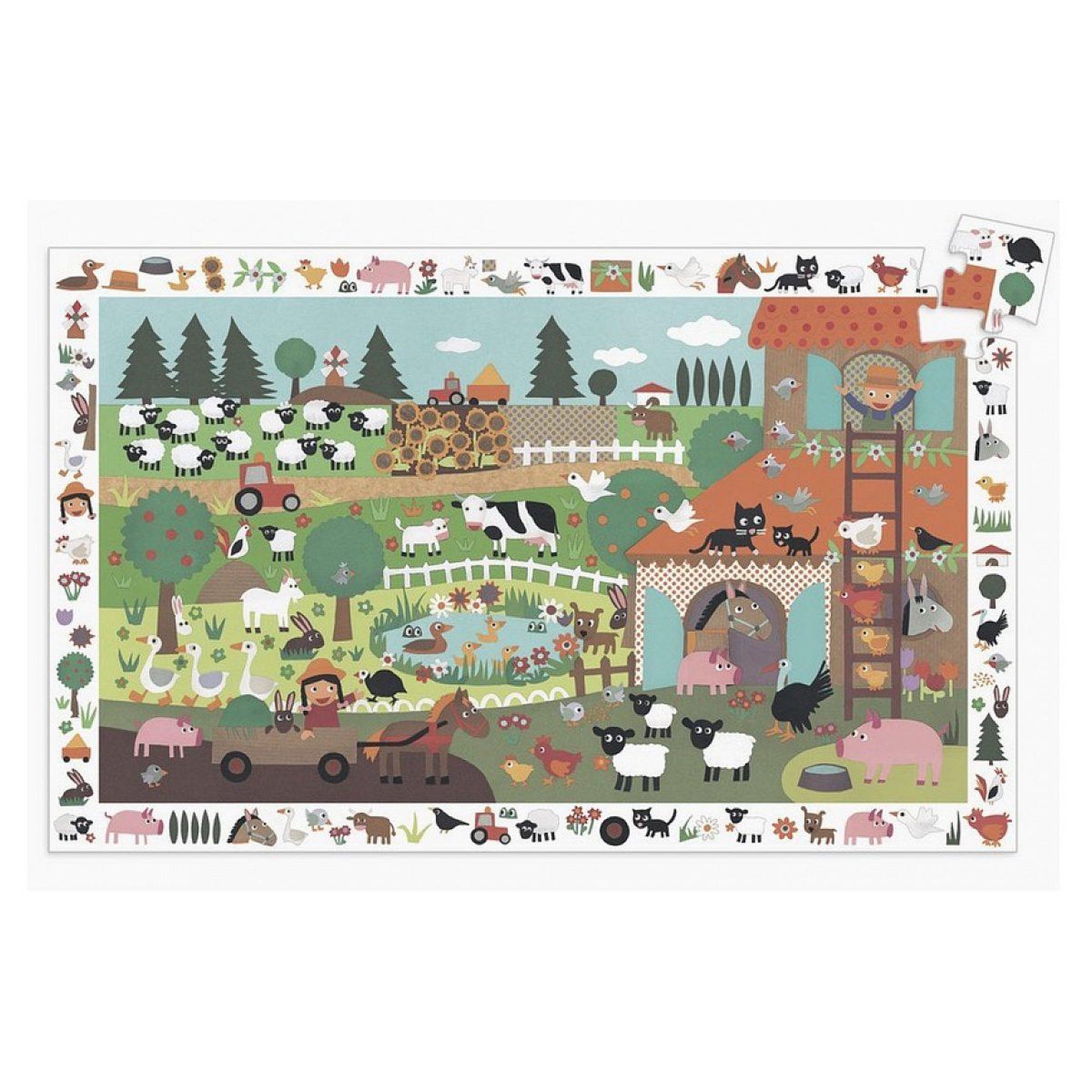 Voir la diapositive 2 : Djeco Puzzle observation la ferme 35 pieces