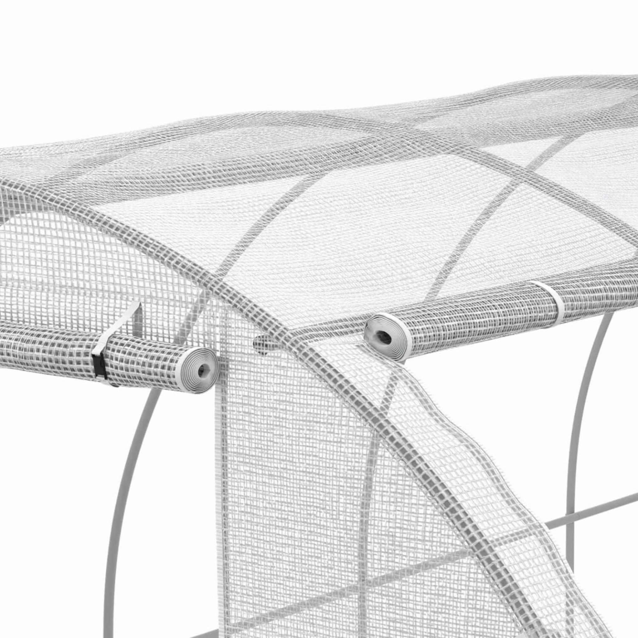 Voir la diapositive 4 : ID MARKET Bâche de rechange pour serre de jardin tunnel 18m² 6 x 3 x 2 m anti-UV avec porte et fenêtres CRIMÉE blanche toutes saisons