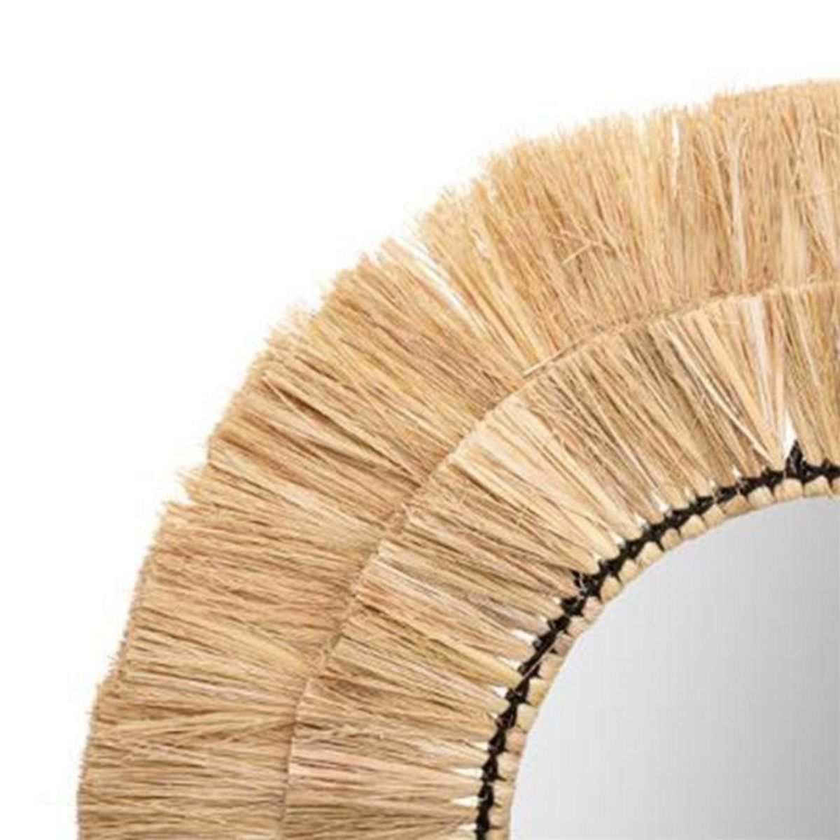 ATMOSPHERA Lot de 3 Miroirs Muraux en Raphia  Alba  40cm Beige