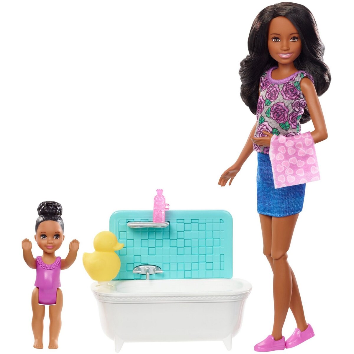 Barbie - coffret babysitter - heure du bain - coffret poupée