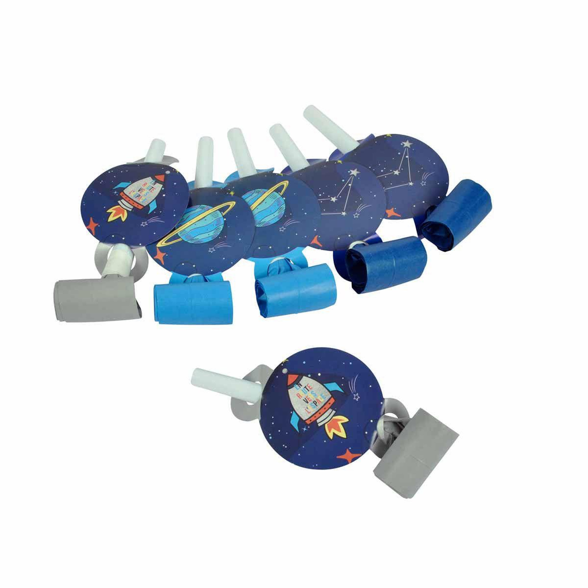 Voir la diapositive 1 : HOMEA Lot de 6 Sans-Gênes Papier  Espace  11cm Bleu