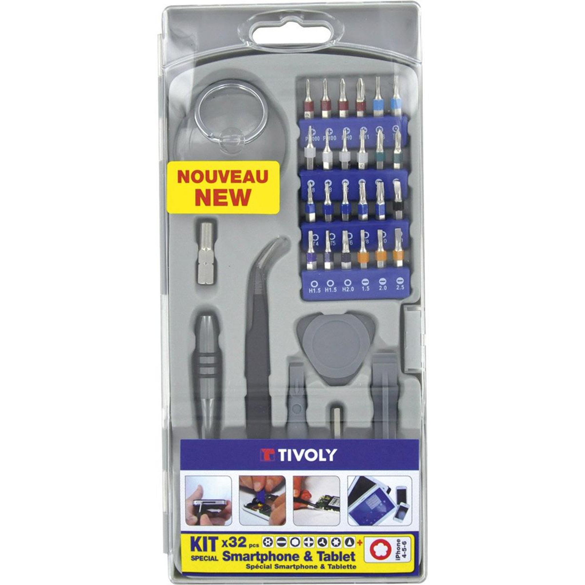 TIVOLY Kit coffret 32 pièces pour réparation smartphone - 11501570041
