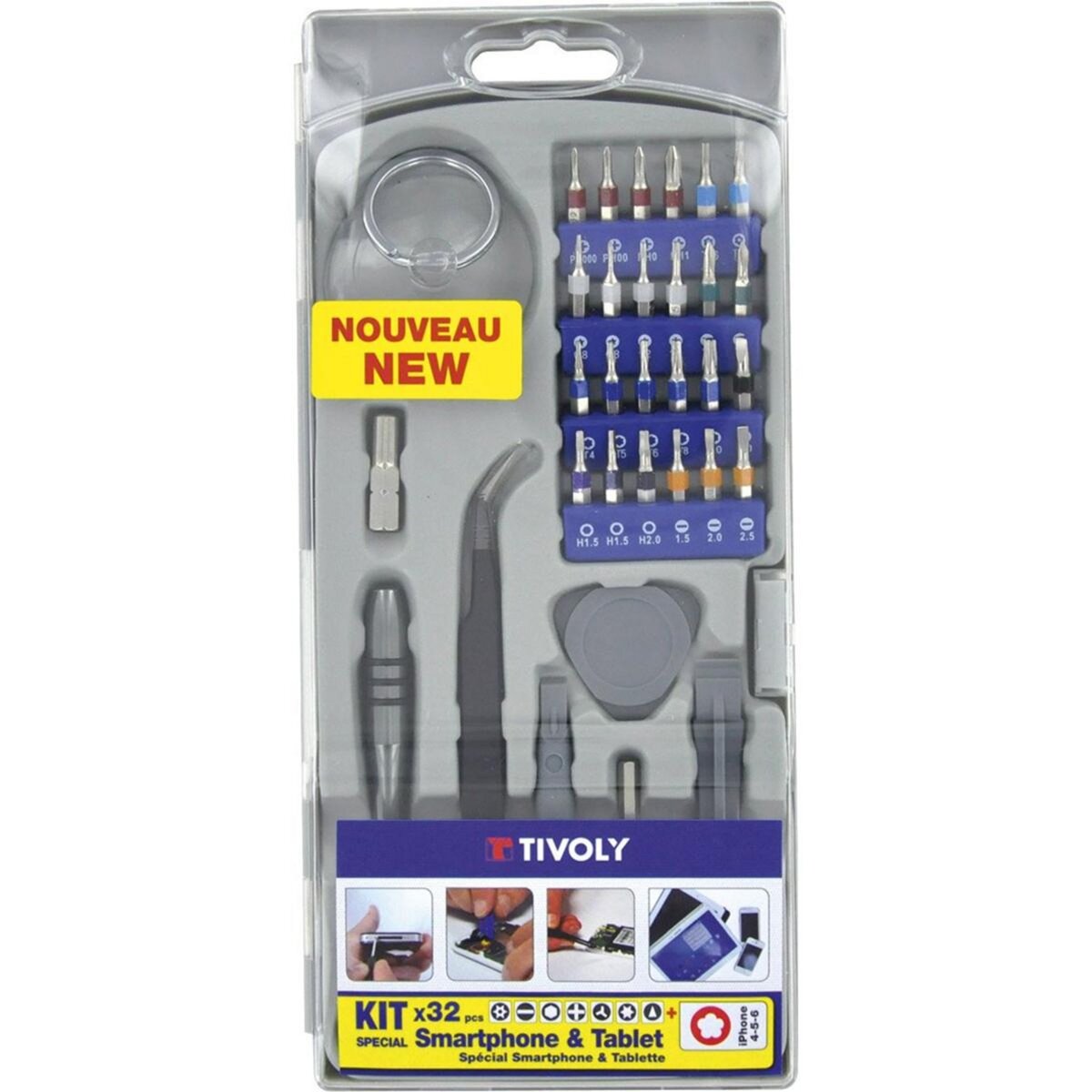 TIVOLY Kit coffret 32 pièces pour réparation smartphone - 11501570041