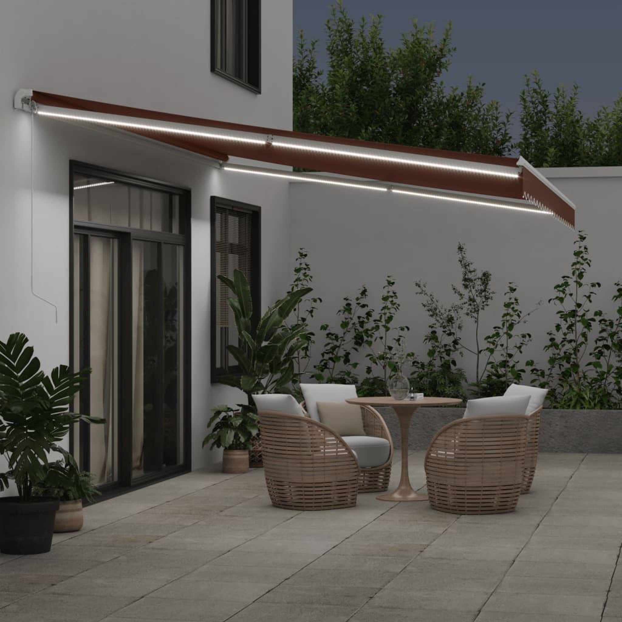 Voir la diapositive 3 : VIDAXL Auvent manuel retractable avec LED marron 500x300 cm