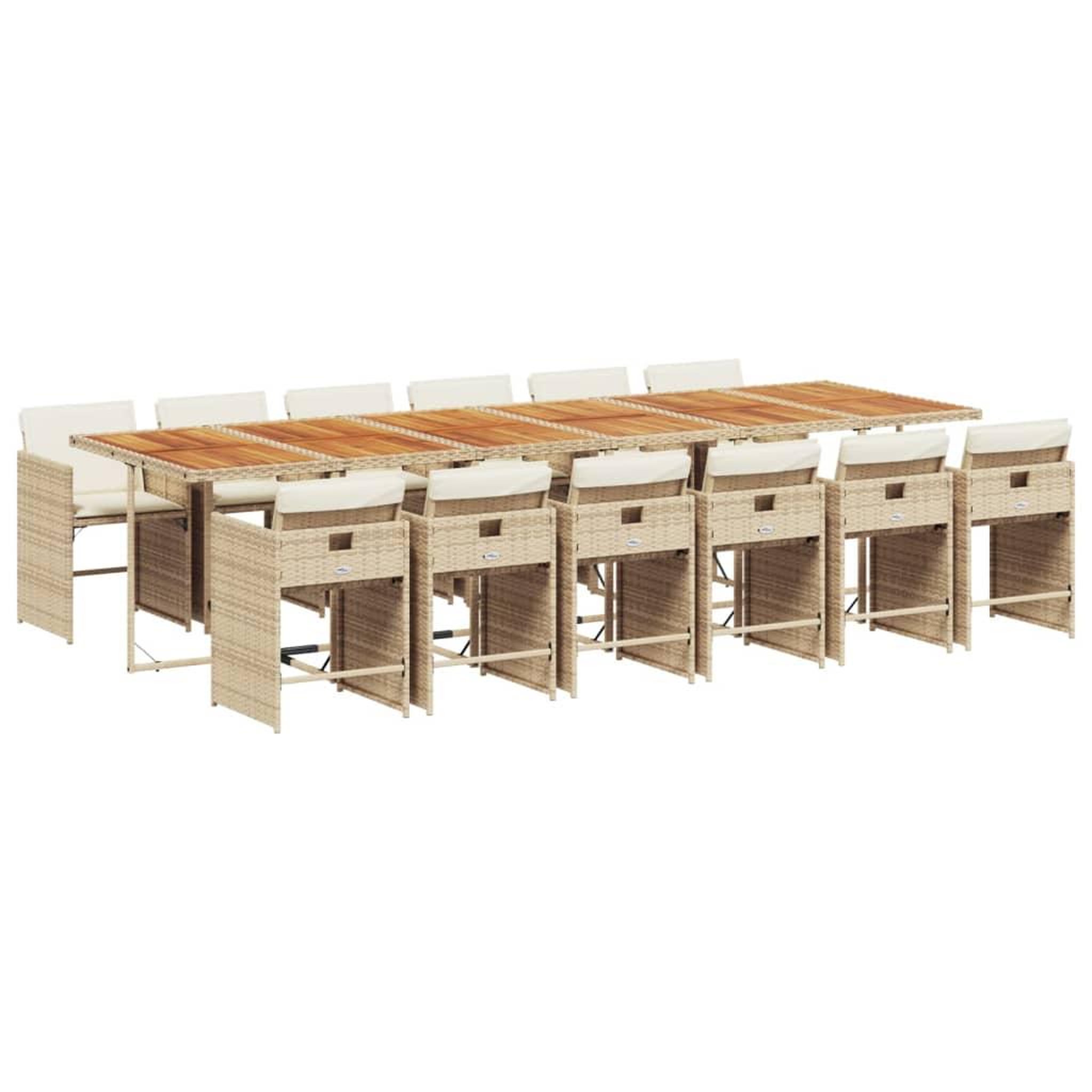 Voir la diapositive 2 : VIDAXL Ensemble a manger de jardin et coussins 13 pcs beige