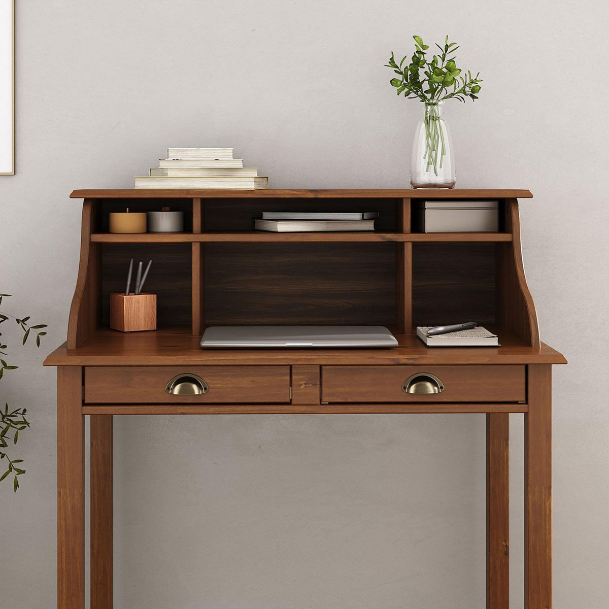 IDIMEX Bureau secrétaire MARLENE, avec 2 tiroirs, en pin massif