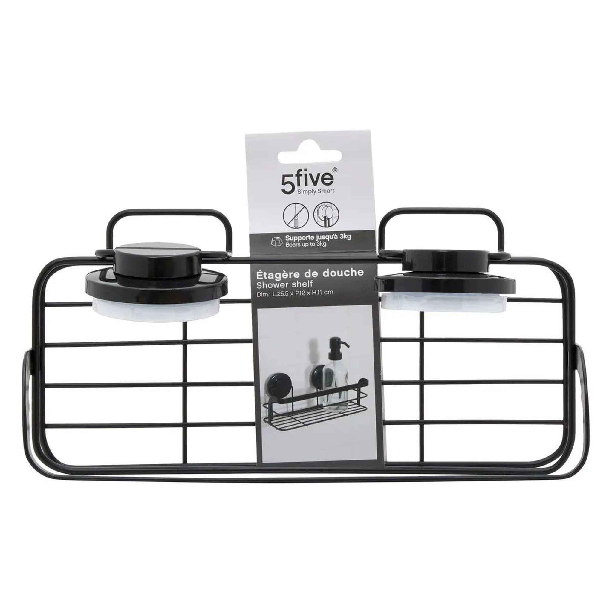 Voir la diapositive 3 : FIVE Étagère de douche à ventouses  venterra  25cm noir