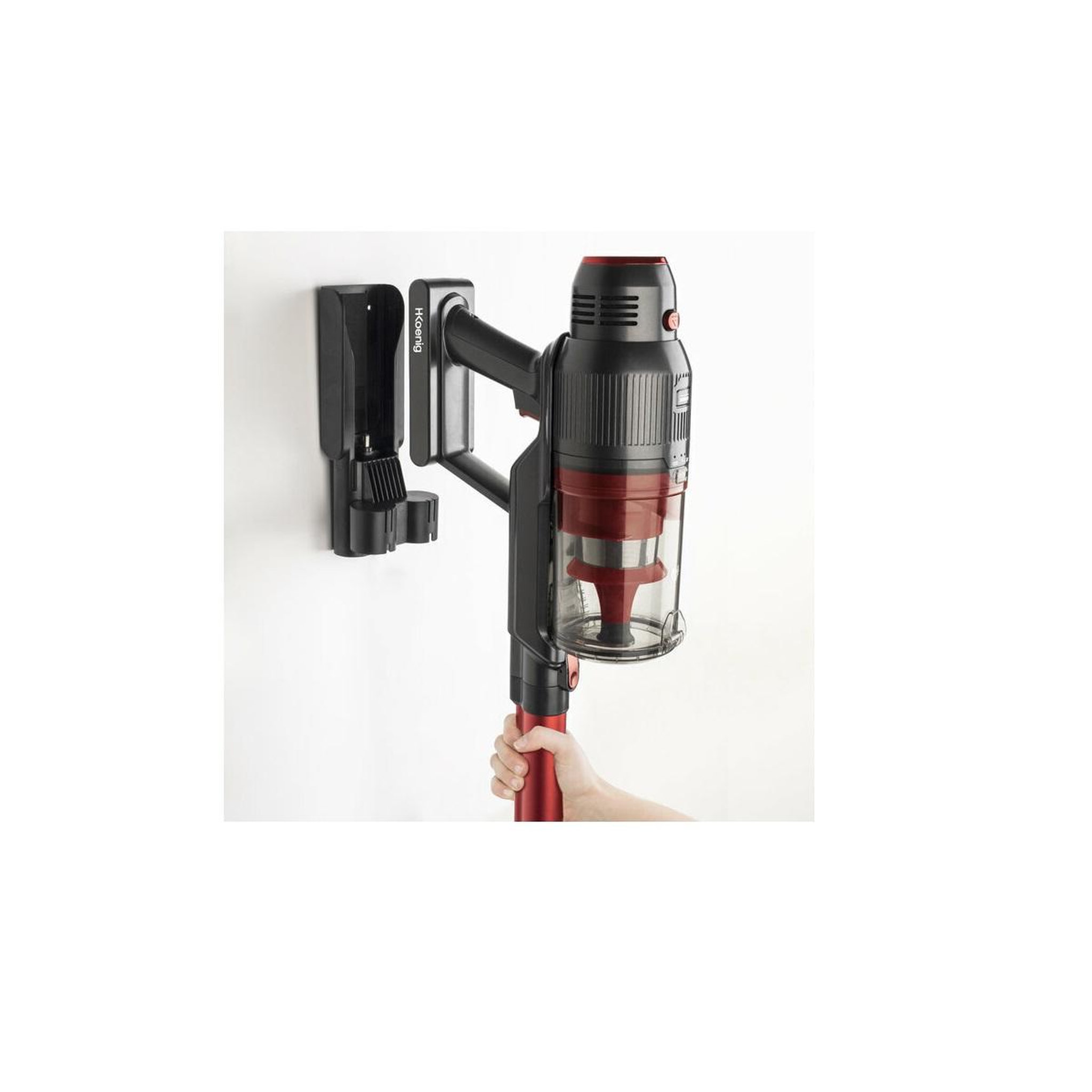 Voir la diapositive 6 : H.Koenig Aspirateur balai sans 2en1 rechargeable 25.9v rouge - UPX18