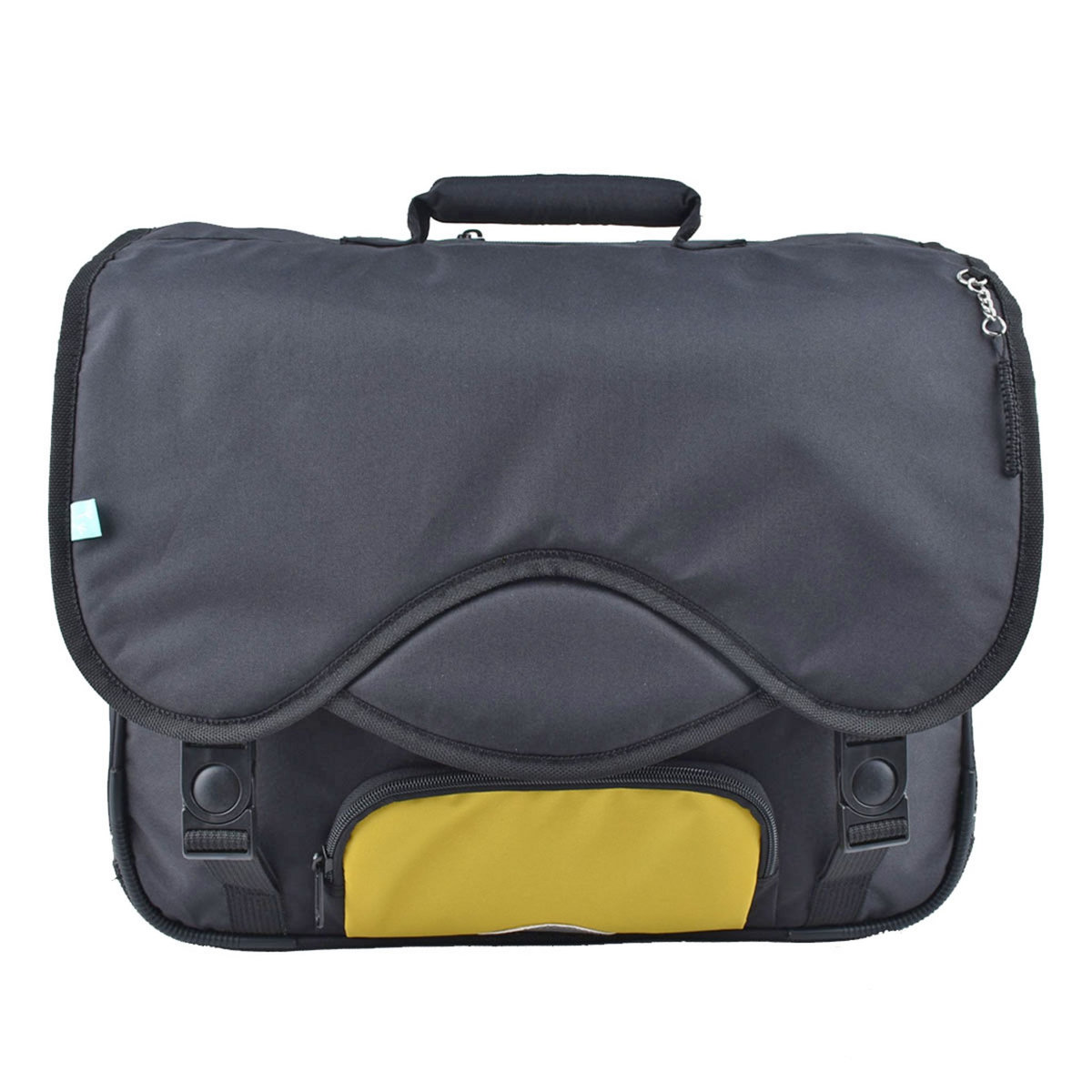 AUCHAN Cartable 41 cm CM1/CM2 noir avec pochette jaune