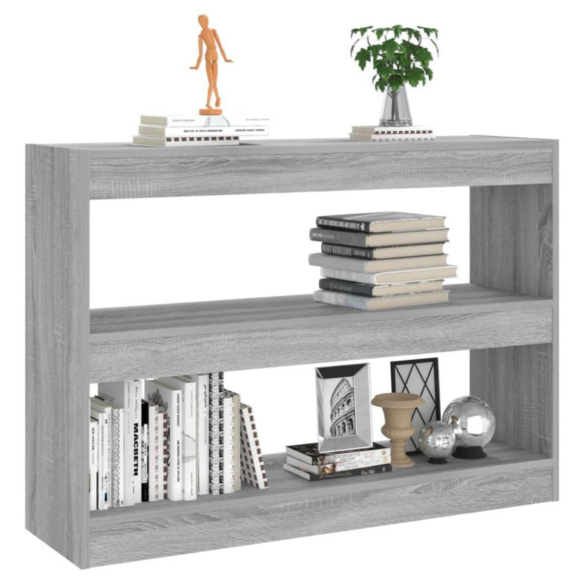VIDAXL Bibliotheque/Separateur de piece sonoma gris 100x30x72 cm