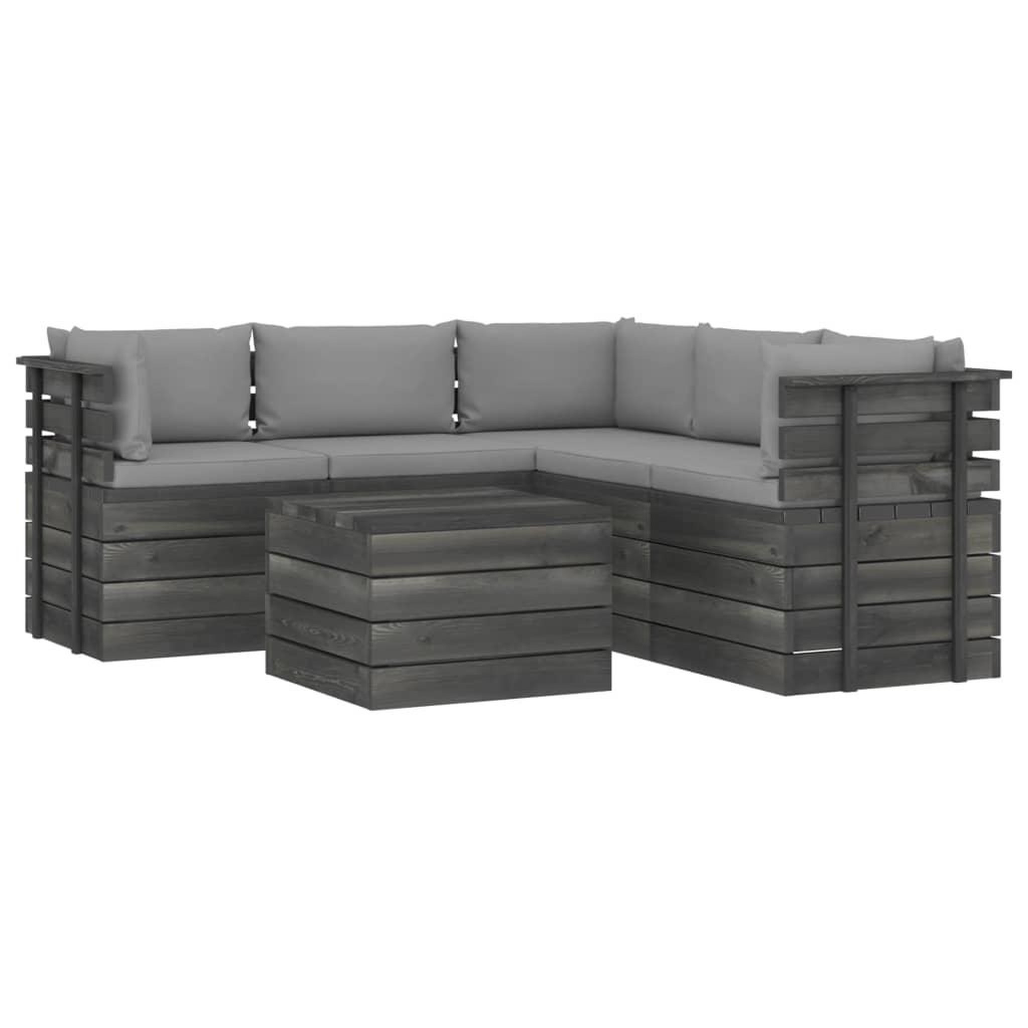 Voir la diapositive 2 : VIDAXL Salon palette de jardin 6 pcs avec coussins Bois de pin massif