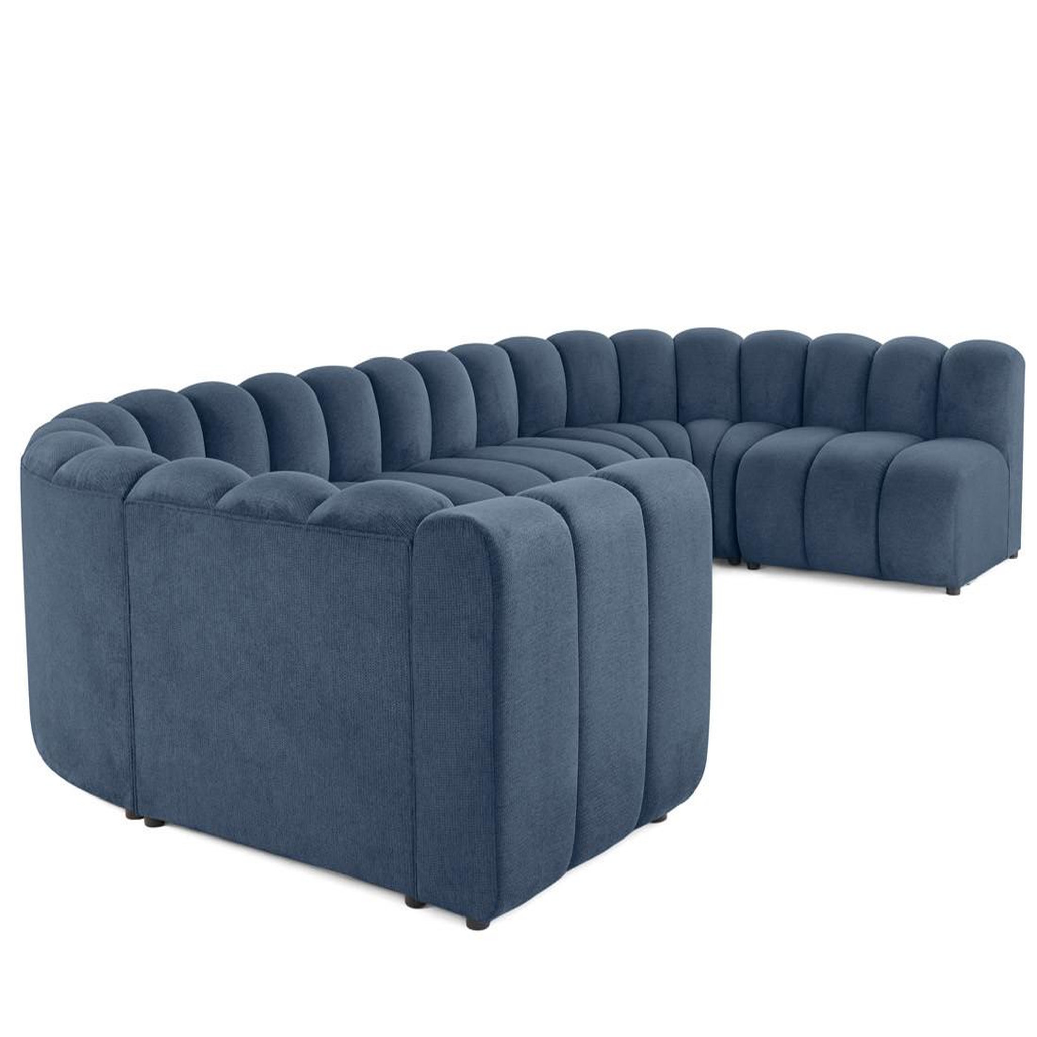 Voir la diapositive 5 : LISA DESIGN Debbie - canapé modulable panoramique d'angle droit 7 places en tissu texturé
