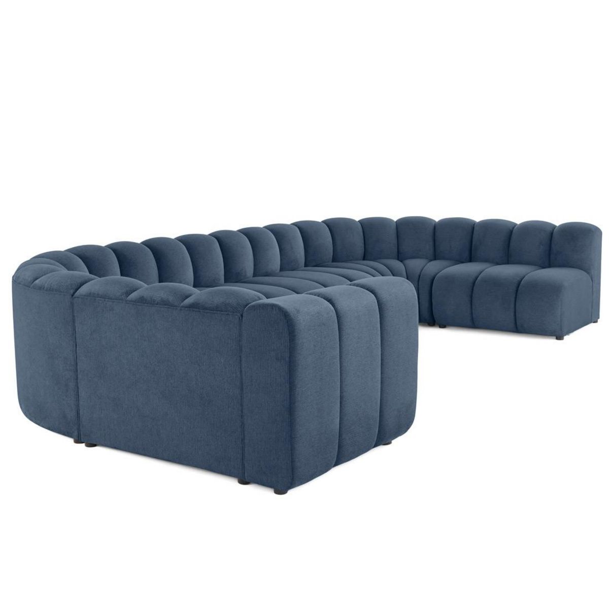 LISA DESIGN Debbie - canapé modulable panoramique d'angle droit 7 places en tissu texturé