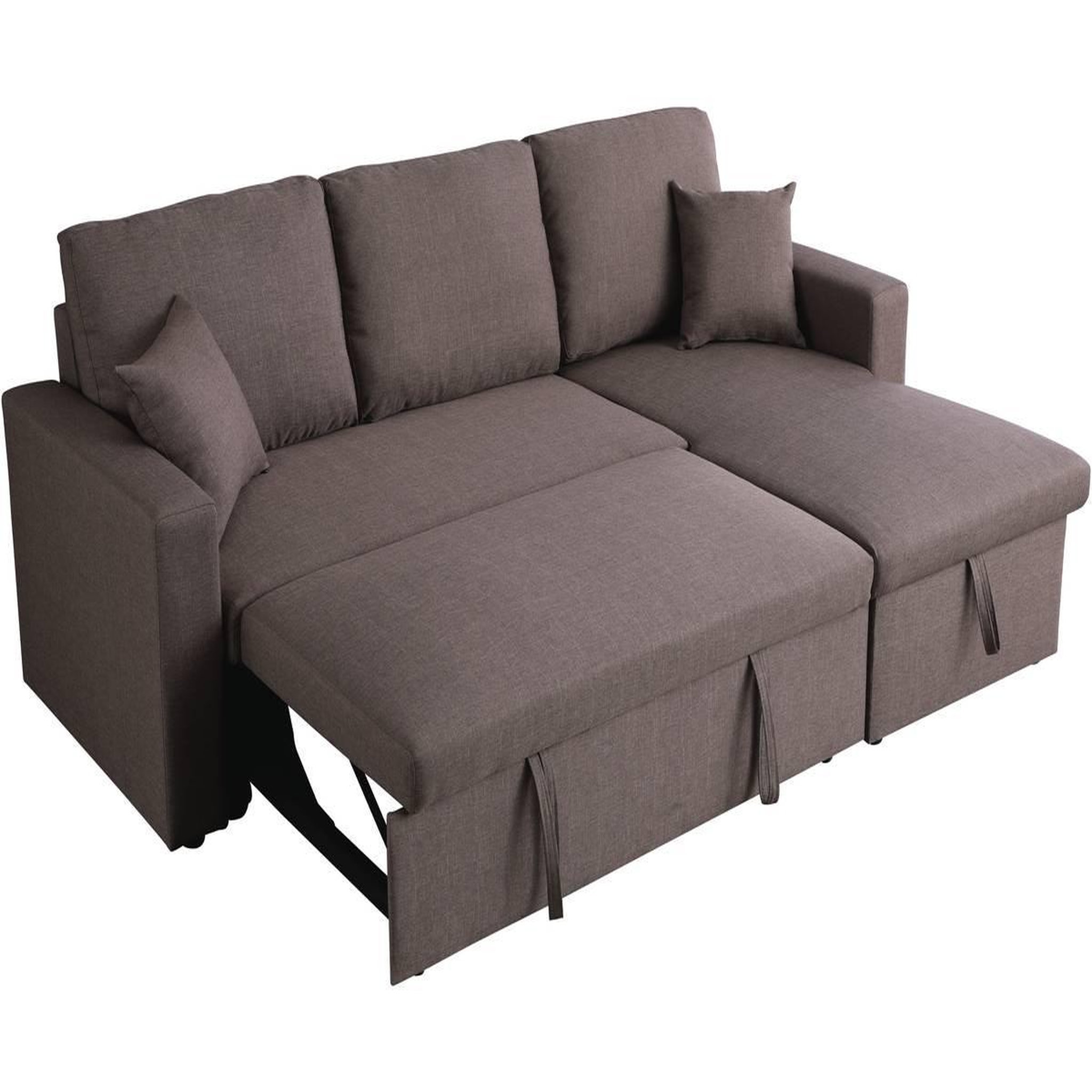 Voir la diapositive 4 : Habitat et Jardin Canapé d'angle convertible/ réversible avec coffre  alain  - 3 places - taupe