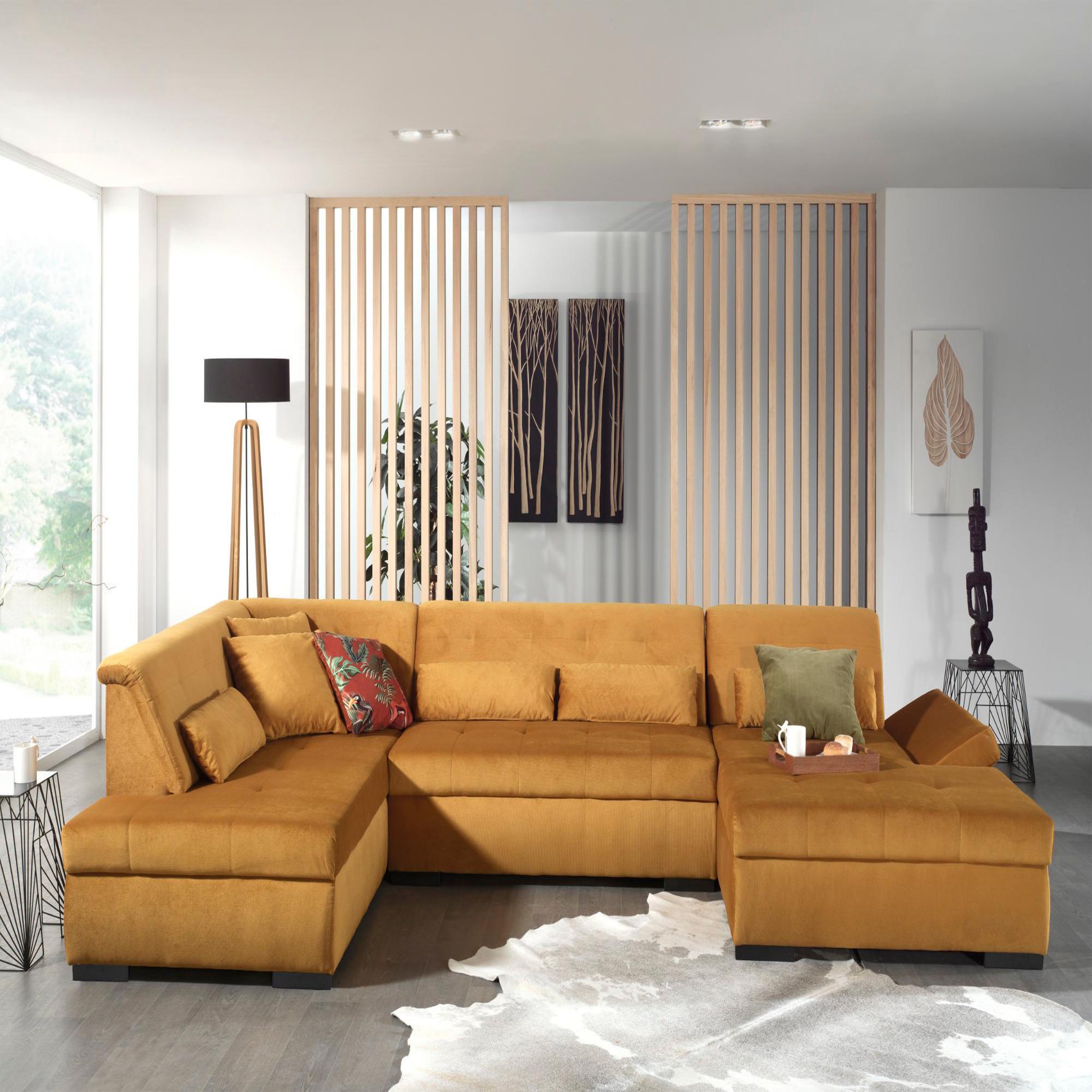 Voir la diapositive 2 : LISA DESIGN Vermont - canapé panoramique d'angle gauche - 7 places - xxl - en velours